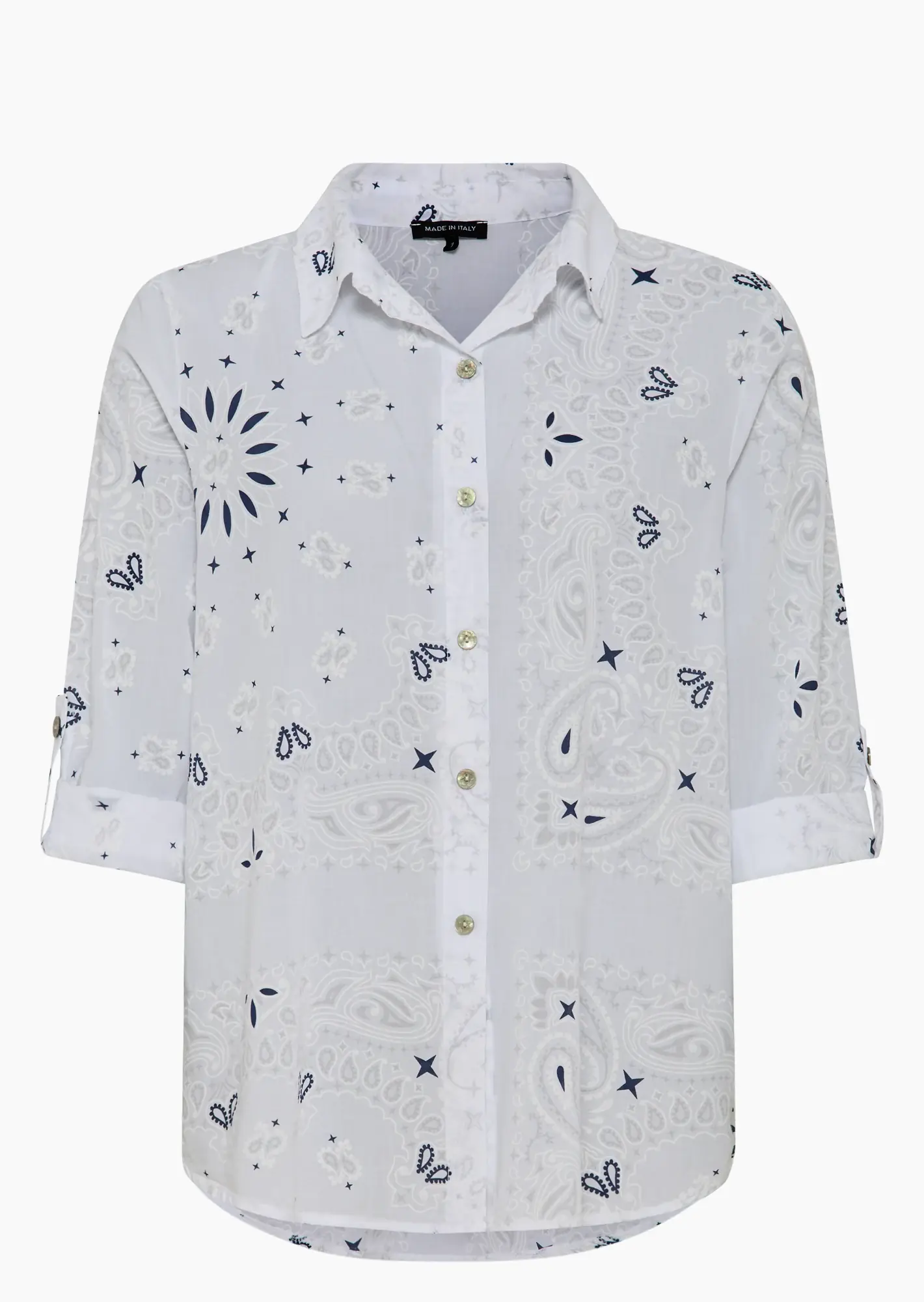 Bluse im Alloverprint, weiß