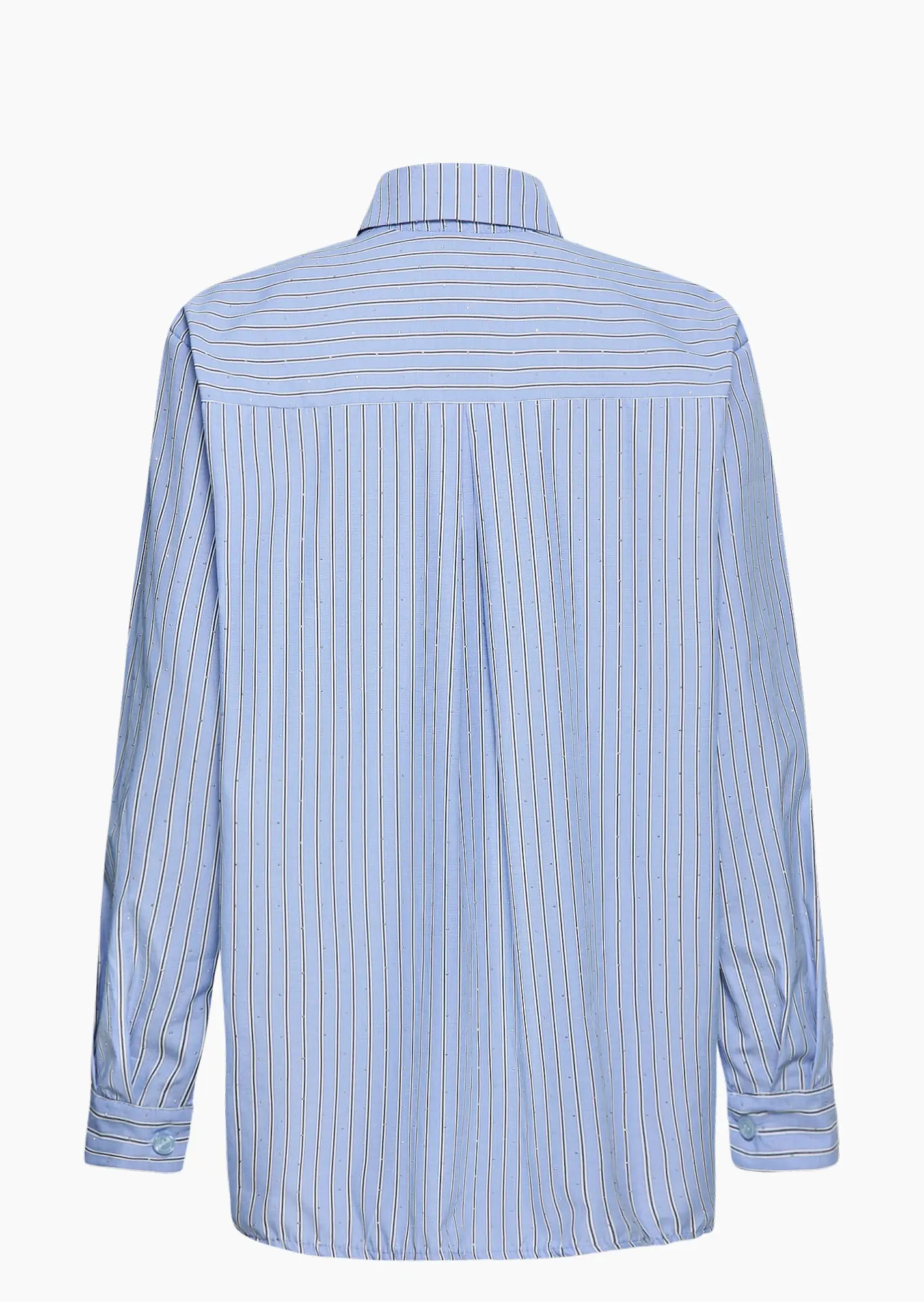 gestreifte Bluse mit Ziersteinen, blau-weiß