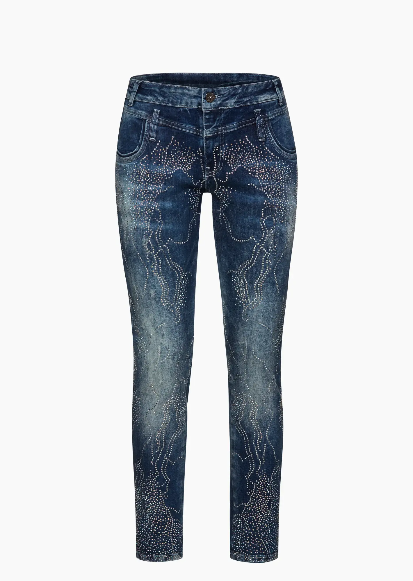 Jeans mit Ziersteinregen, blue denim