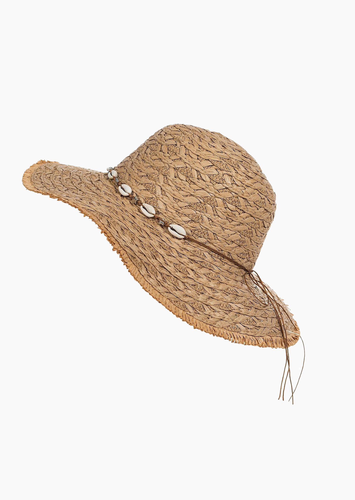 Sommerhut mit Muschelkette, beige