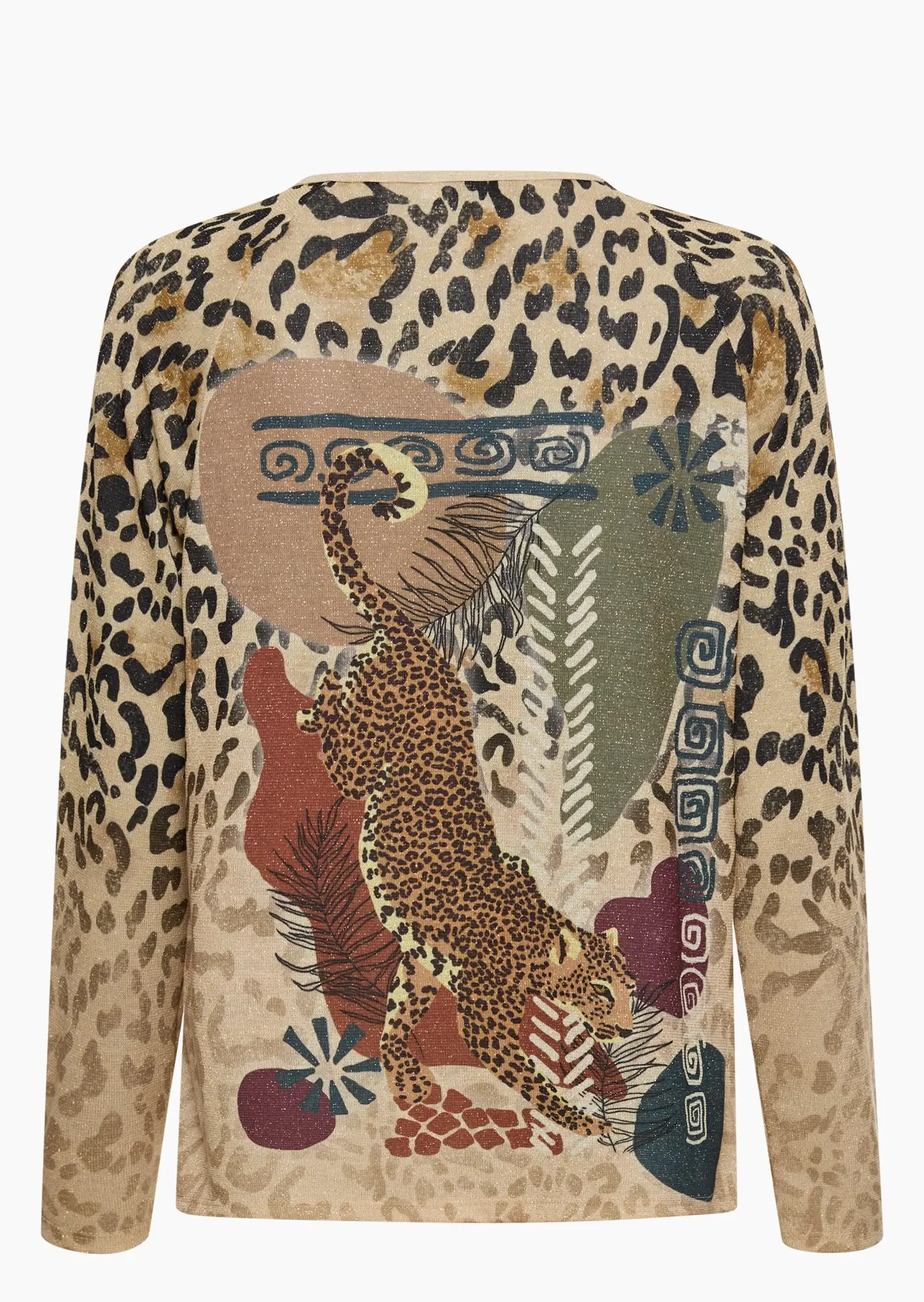 Langarmshirt im Glitzer-Style, crema-schwarz