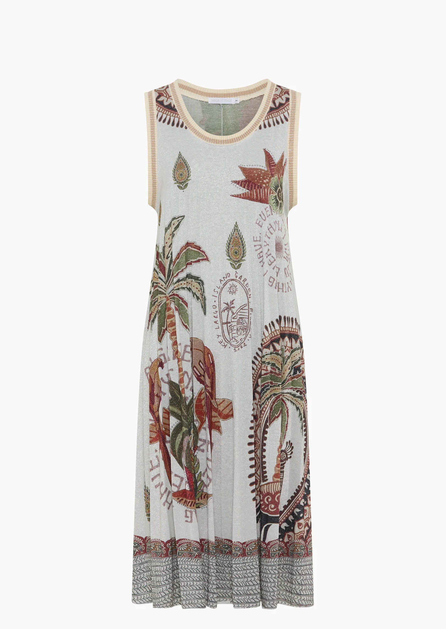 Kleid in Strickoptik, khaki-offwhite