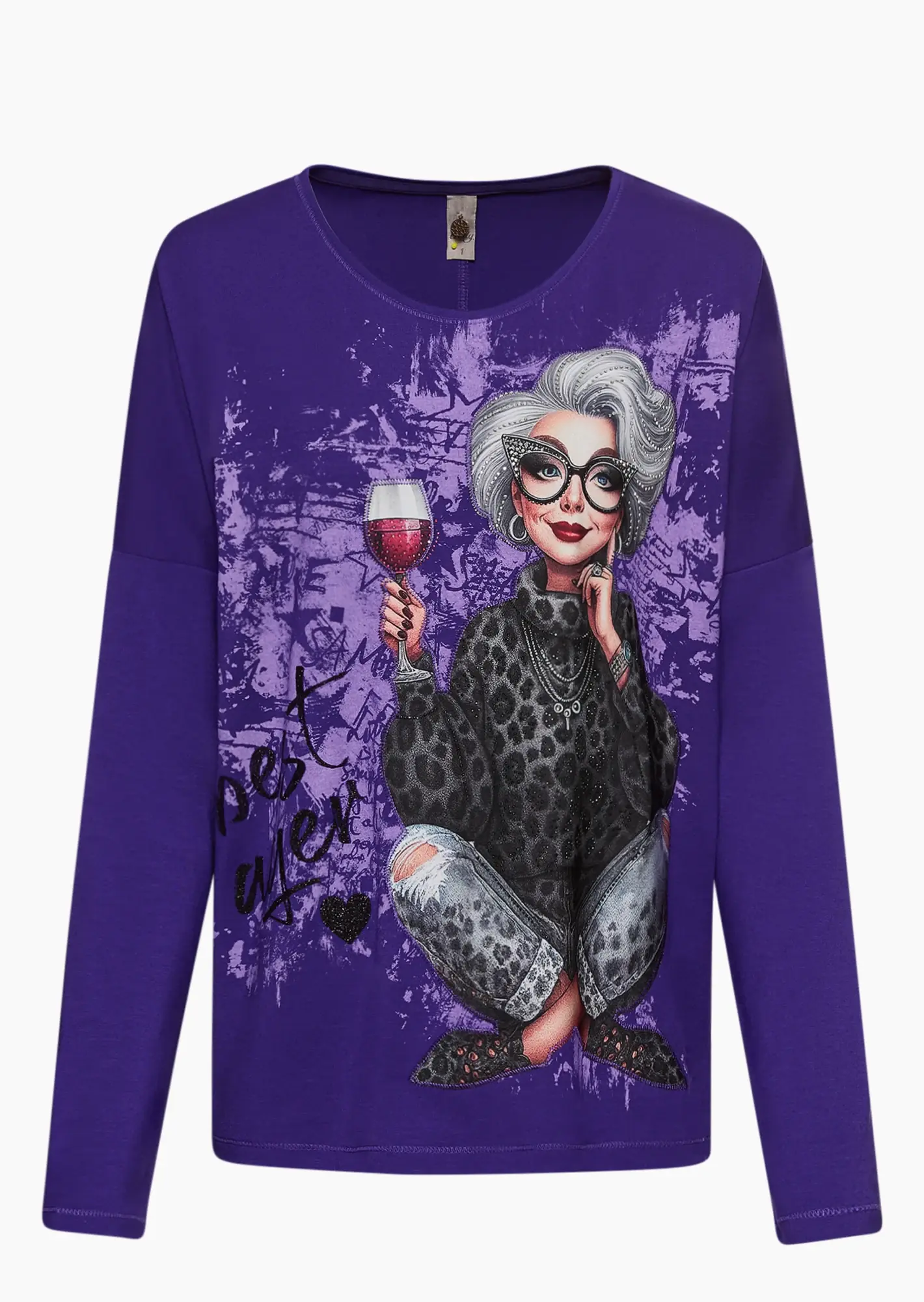 Langarmshirt mit Print, electric purple