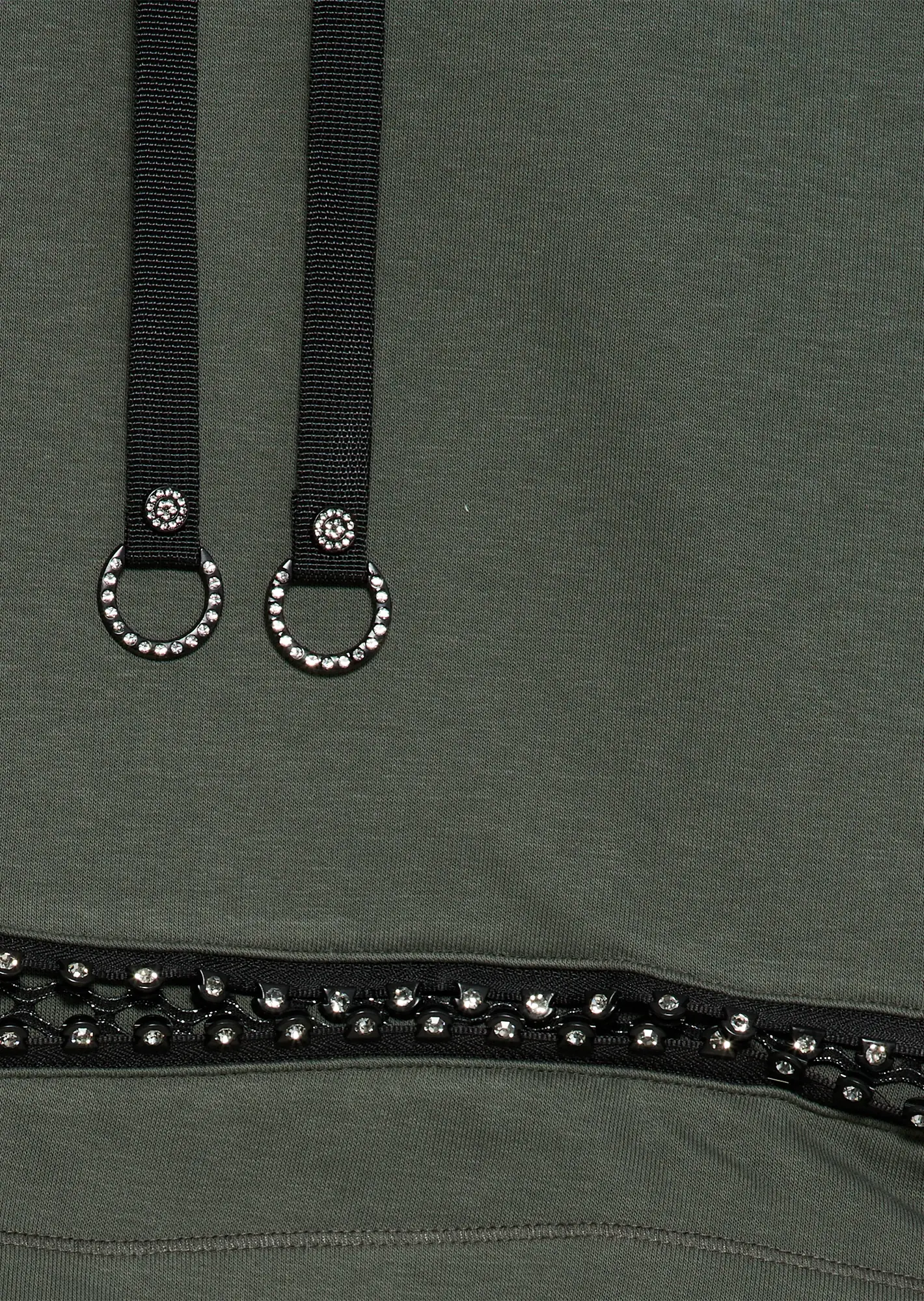 Pullover mit Lurex und Ziersteinen, khaki