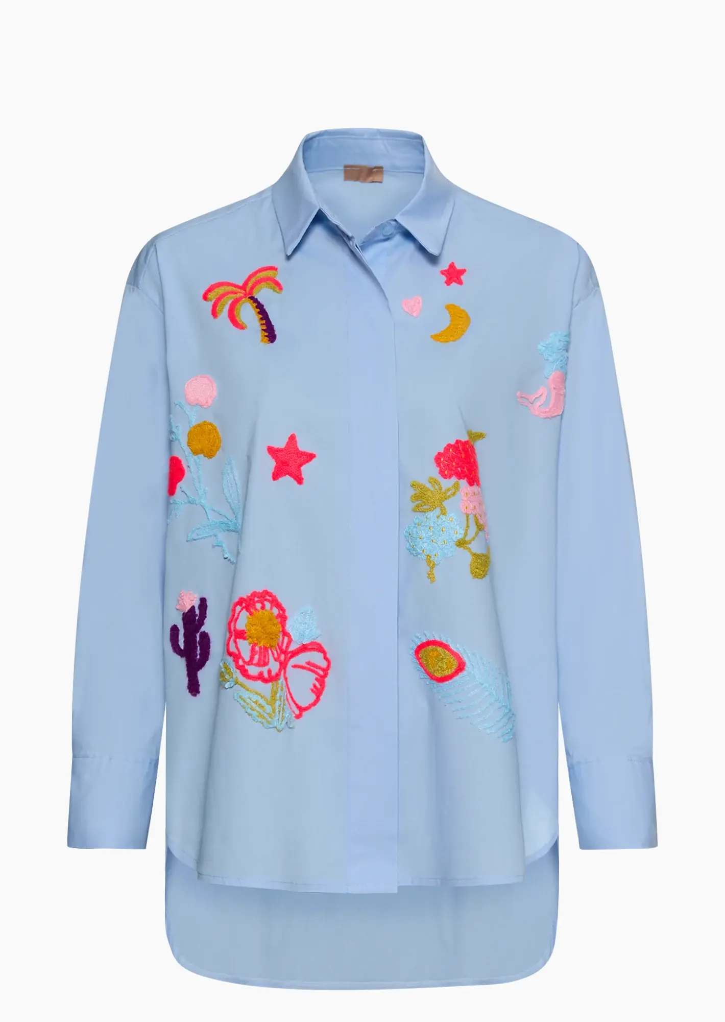 Bluse mit Stickerei, blau