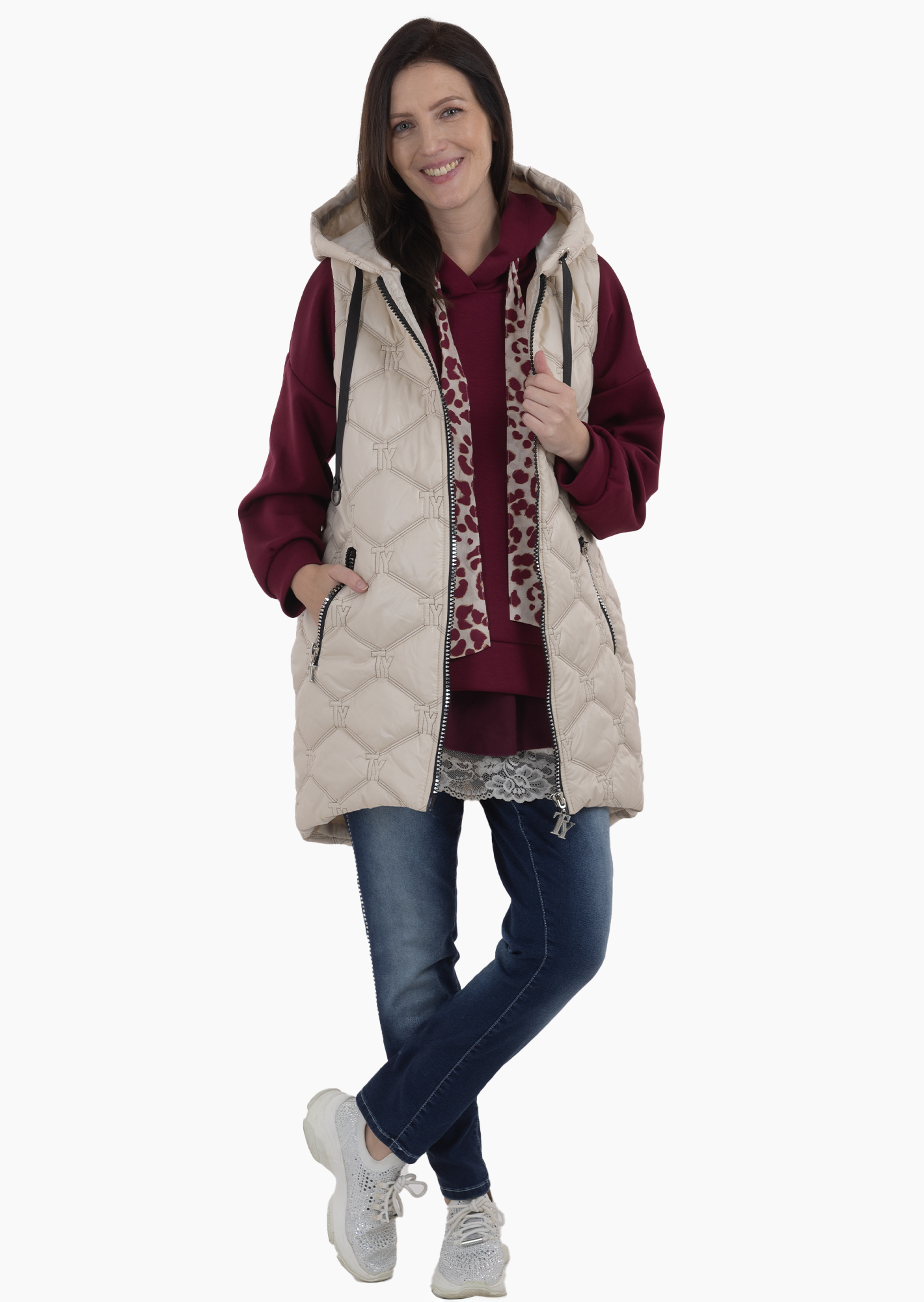 Steppweste 'TY', crema