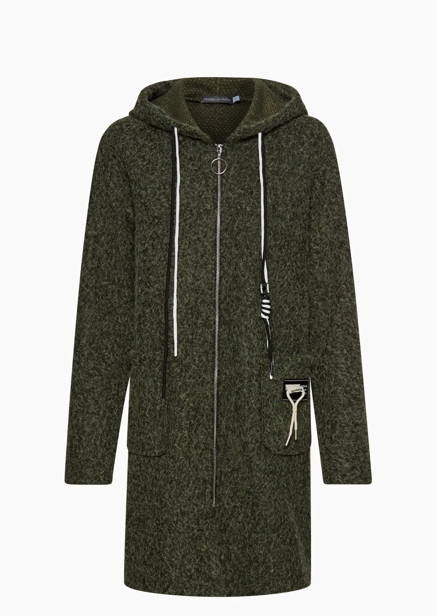 kuscheliger Mantel in Wollwalk-Optik, oliv