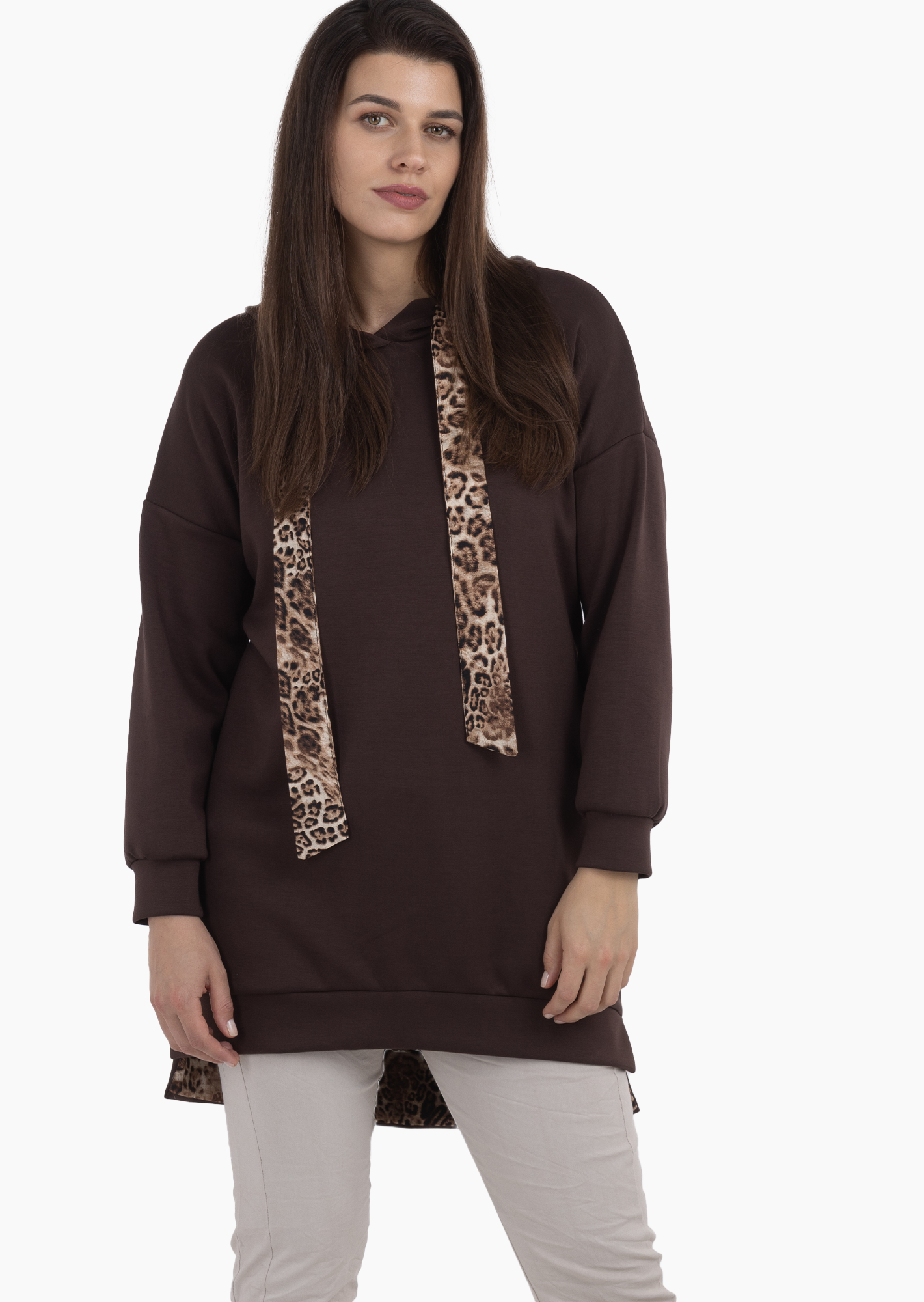 Leichtes Sweatkleid, mocca