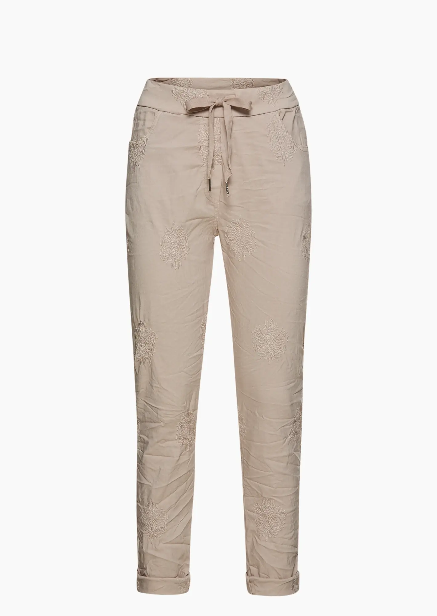 Joggpants mit Stickerei, crema