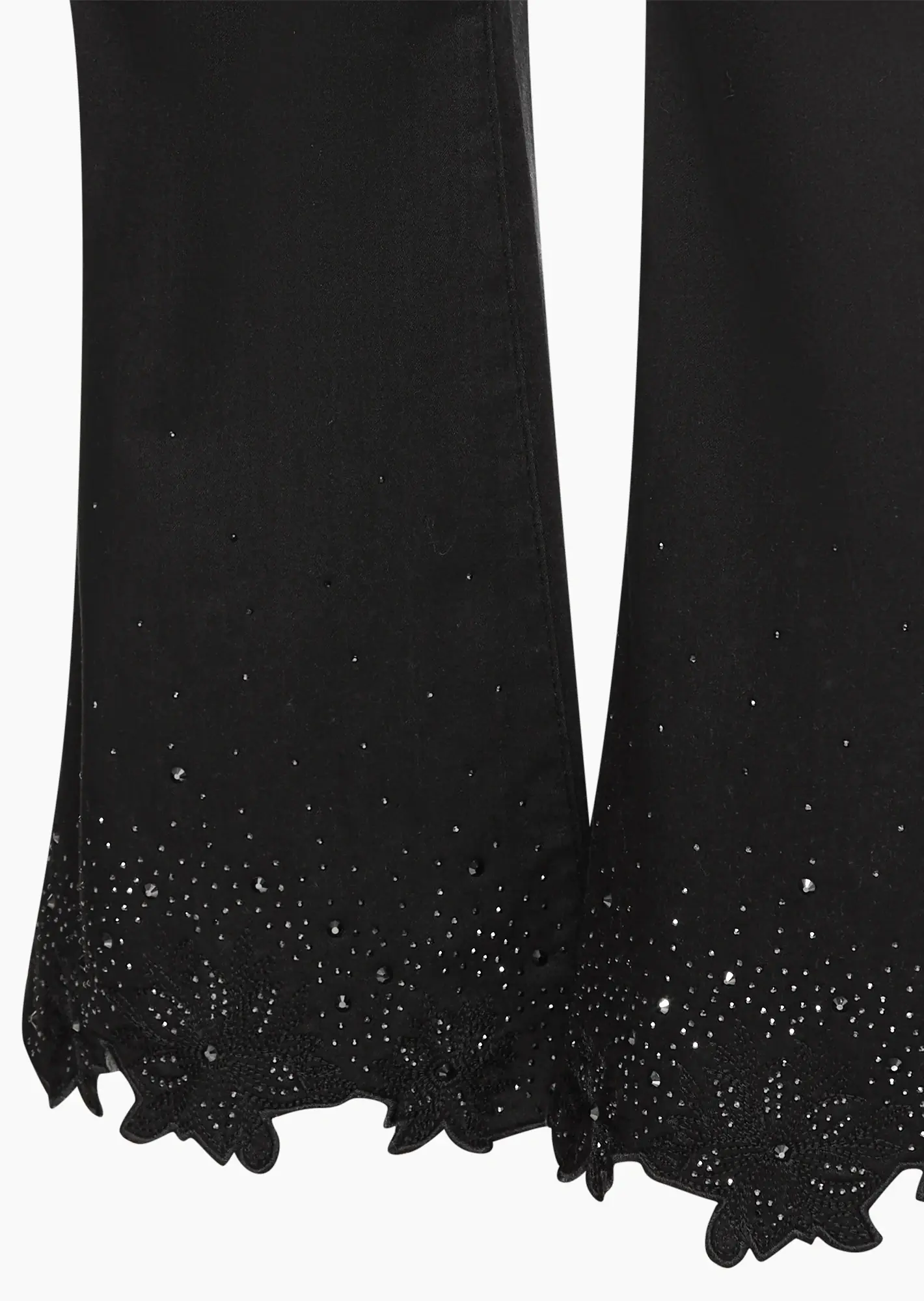 Jeggings im Bootcut-Style mit Ziersteinen, schwarz