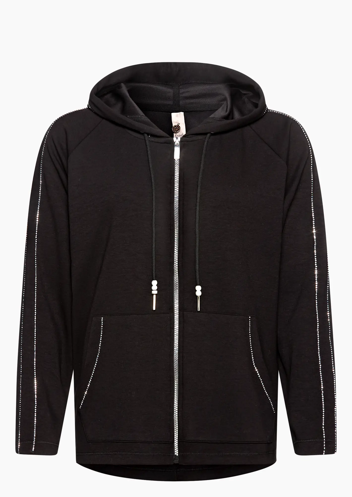 Sweatjacke mit Ziersteinen, schwarz
