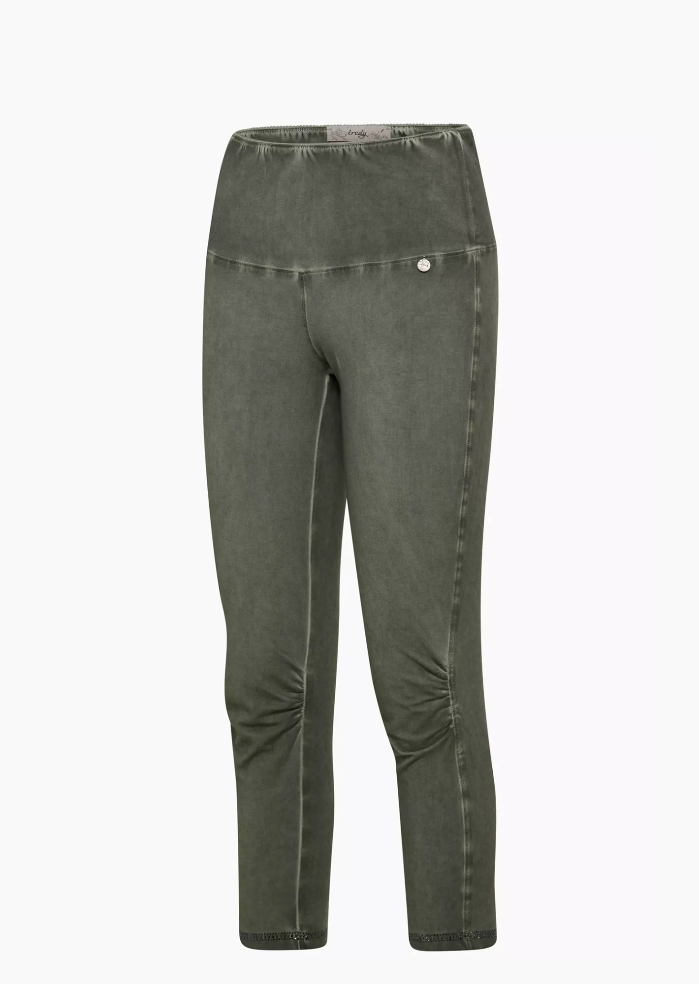 Capri-Leggings mit Ziersteinen, khaki