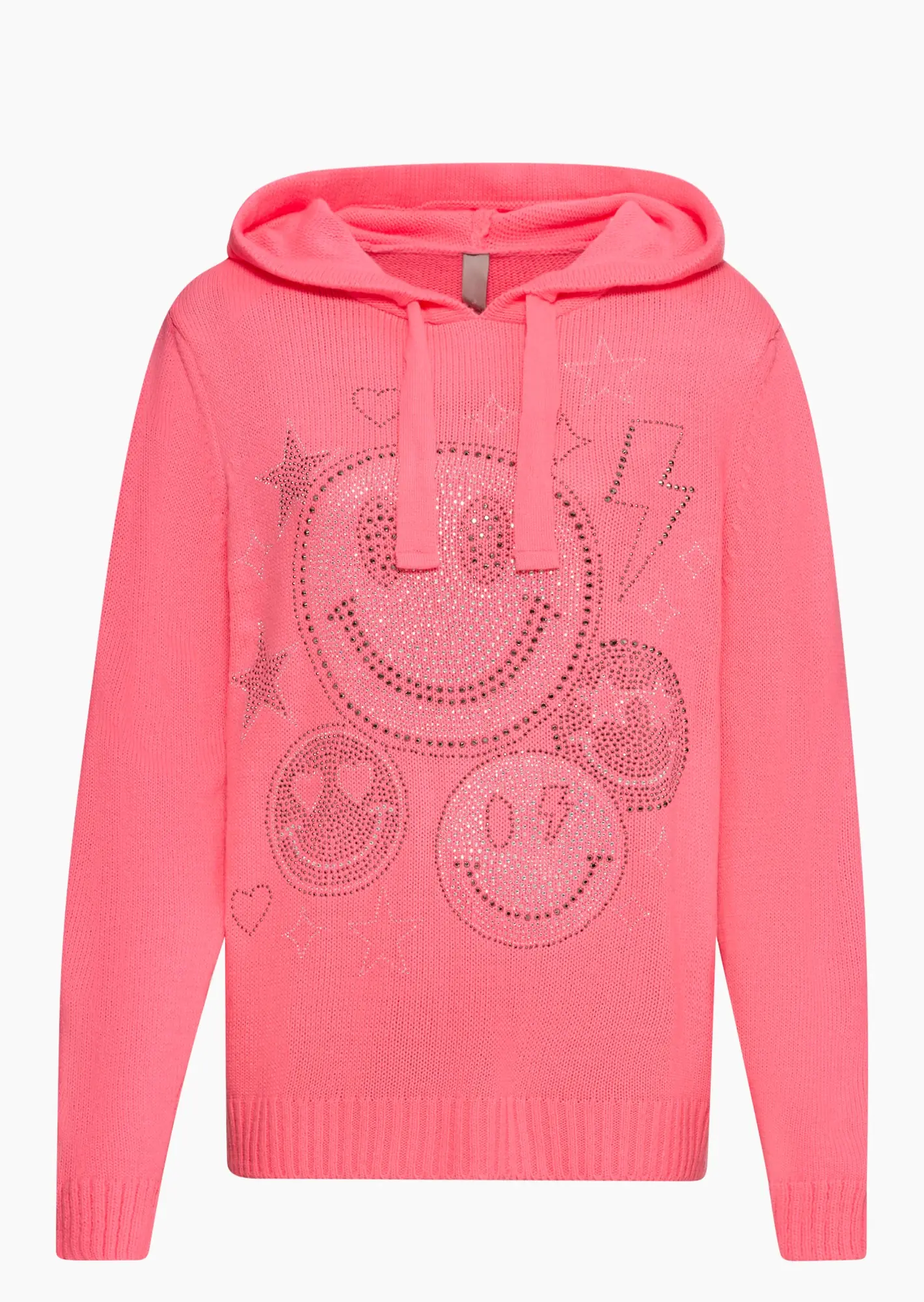 Strickpullover 'Smiley', neon lobster