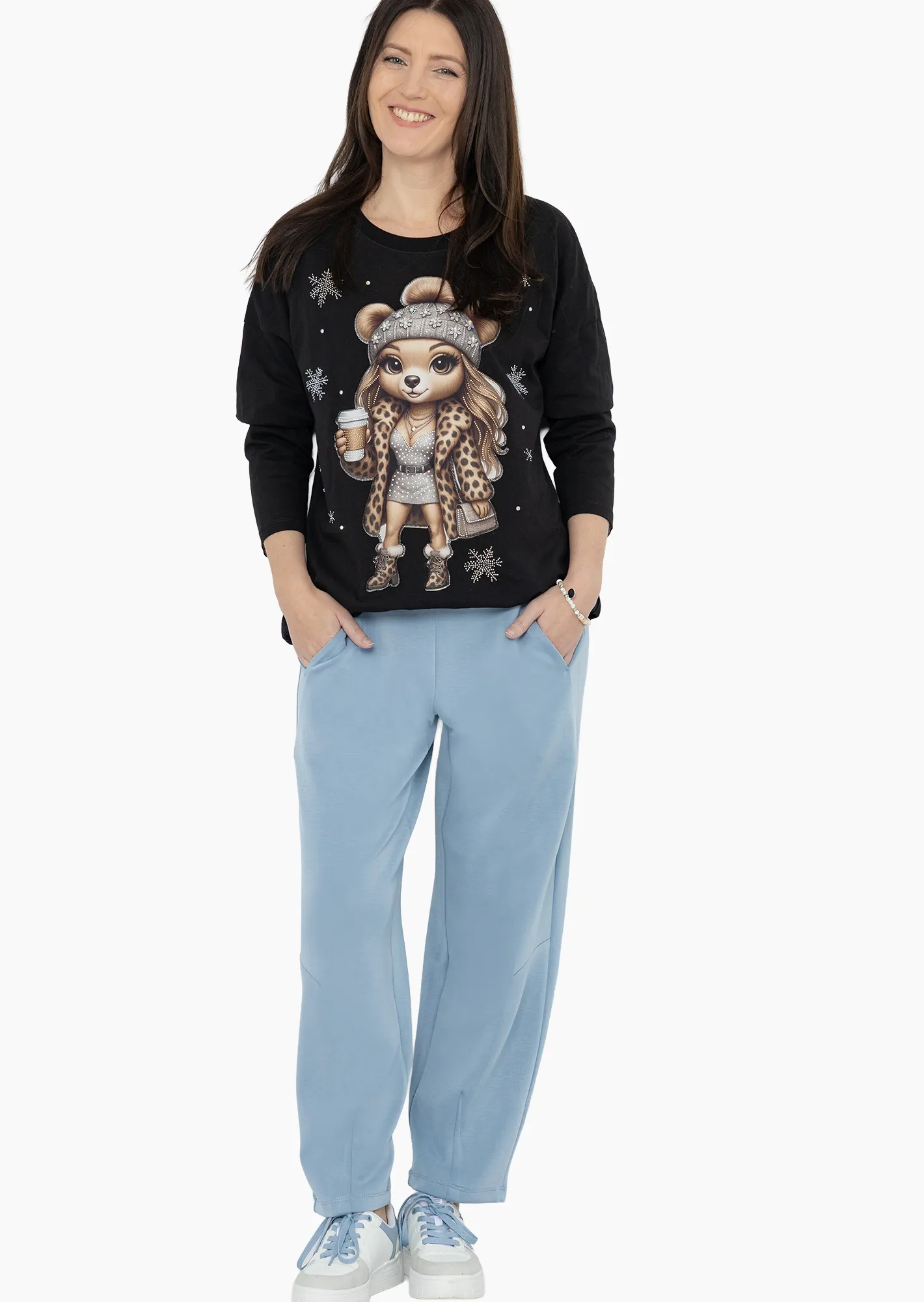 Pants mit Ziernähten, blau