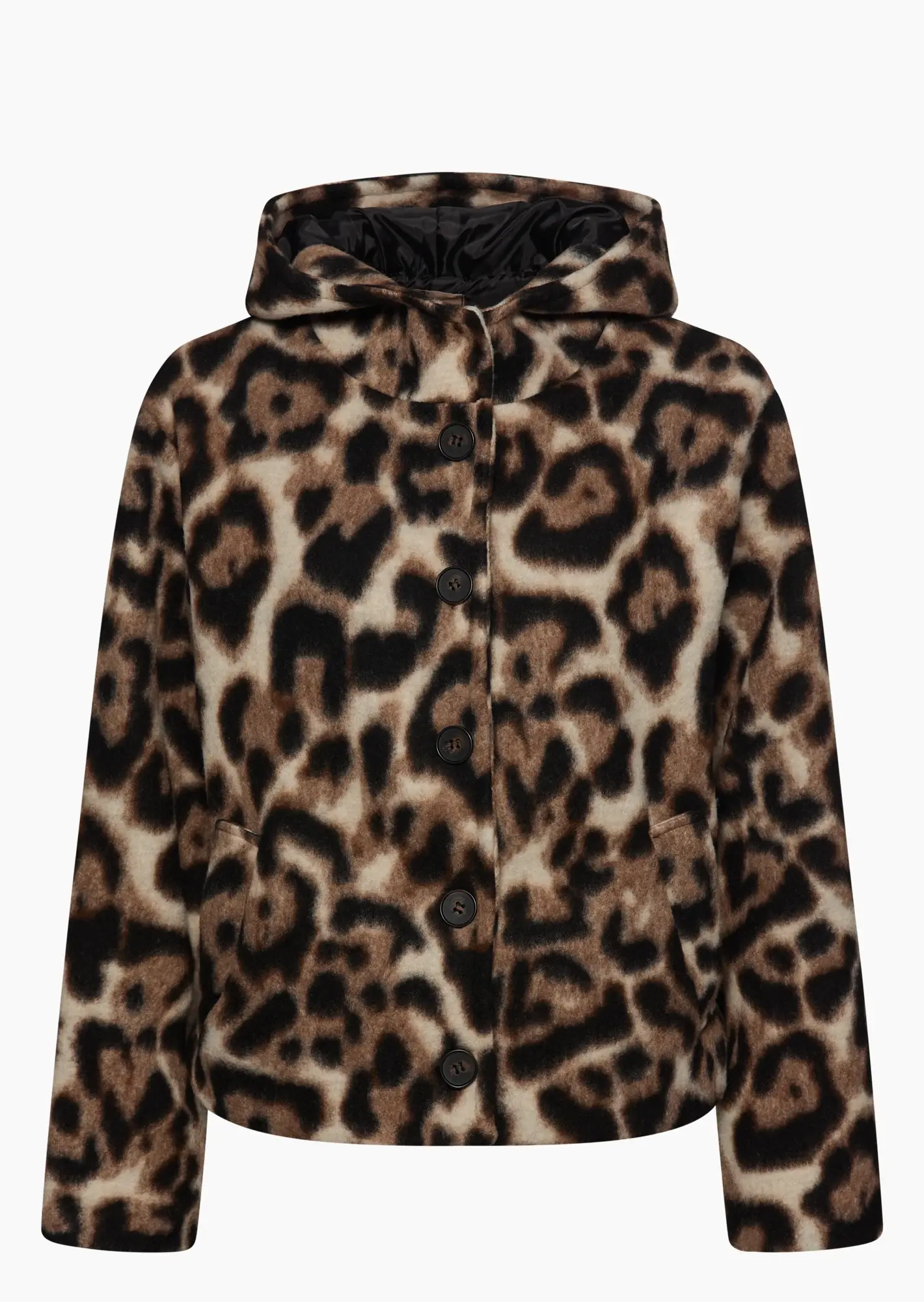 Jacke im Leo-Style, crema-schwarz