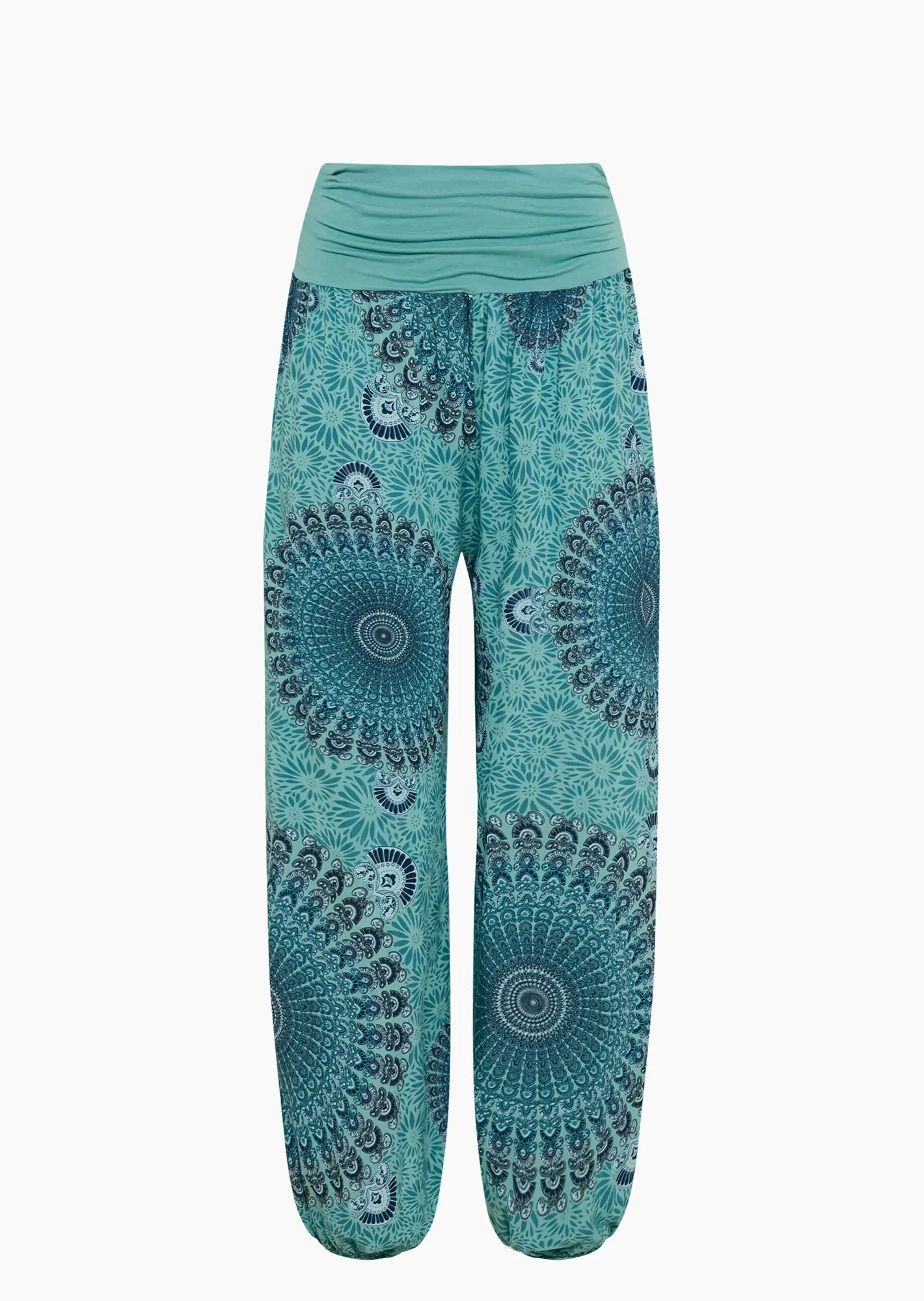 Leichte Haremshose mit Mandala-Print, misty green
