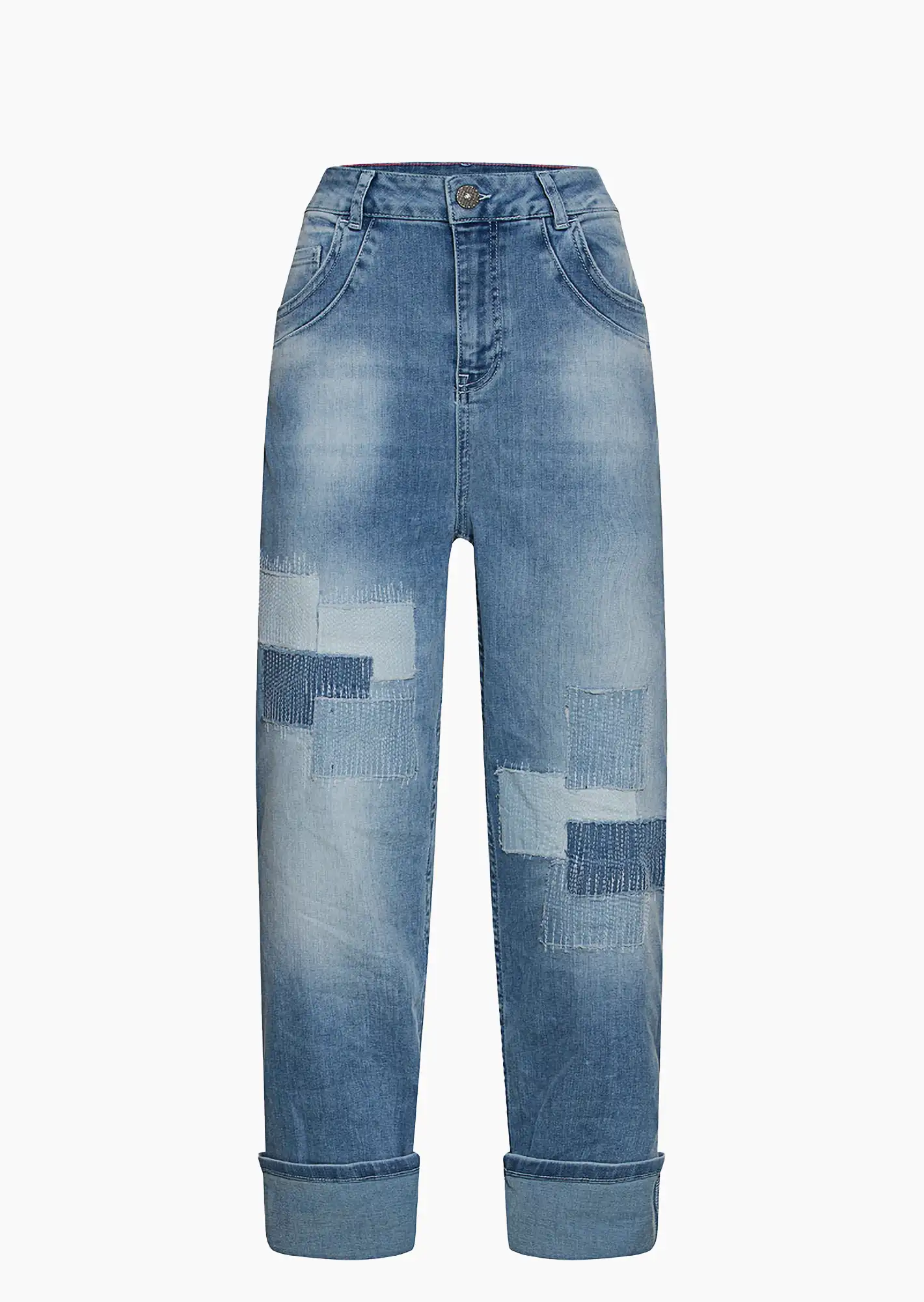 Wide Leg Jeans Patches, light blue denim