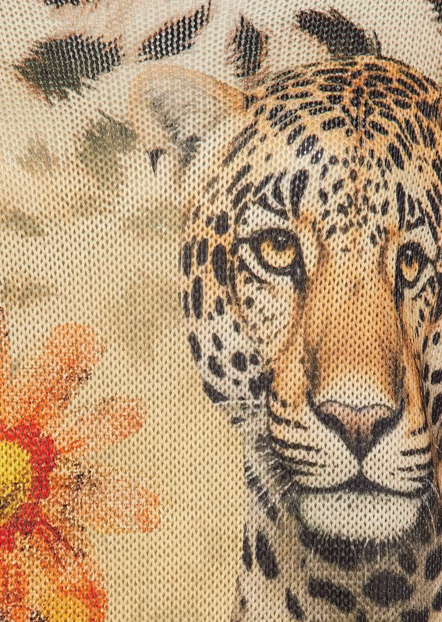 Strickpullover 'Leoprint', crema-schwarz