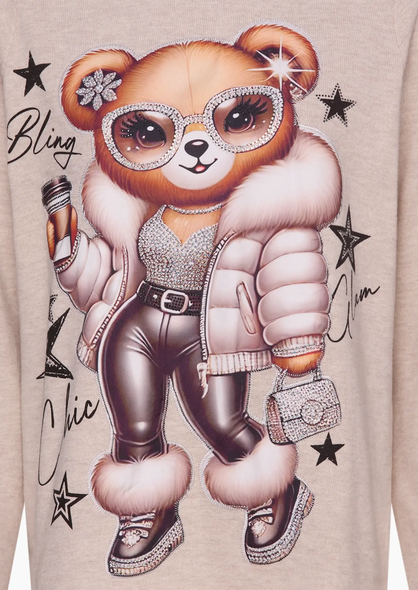 Langarmshirt 'Bärchen', sand-melange