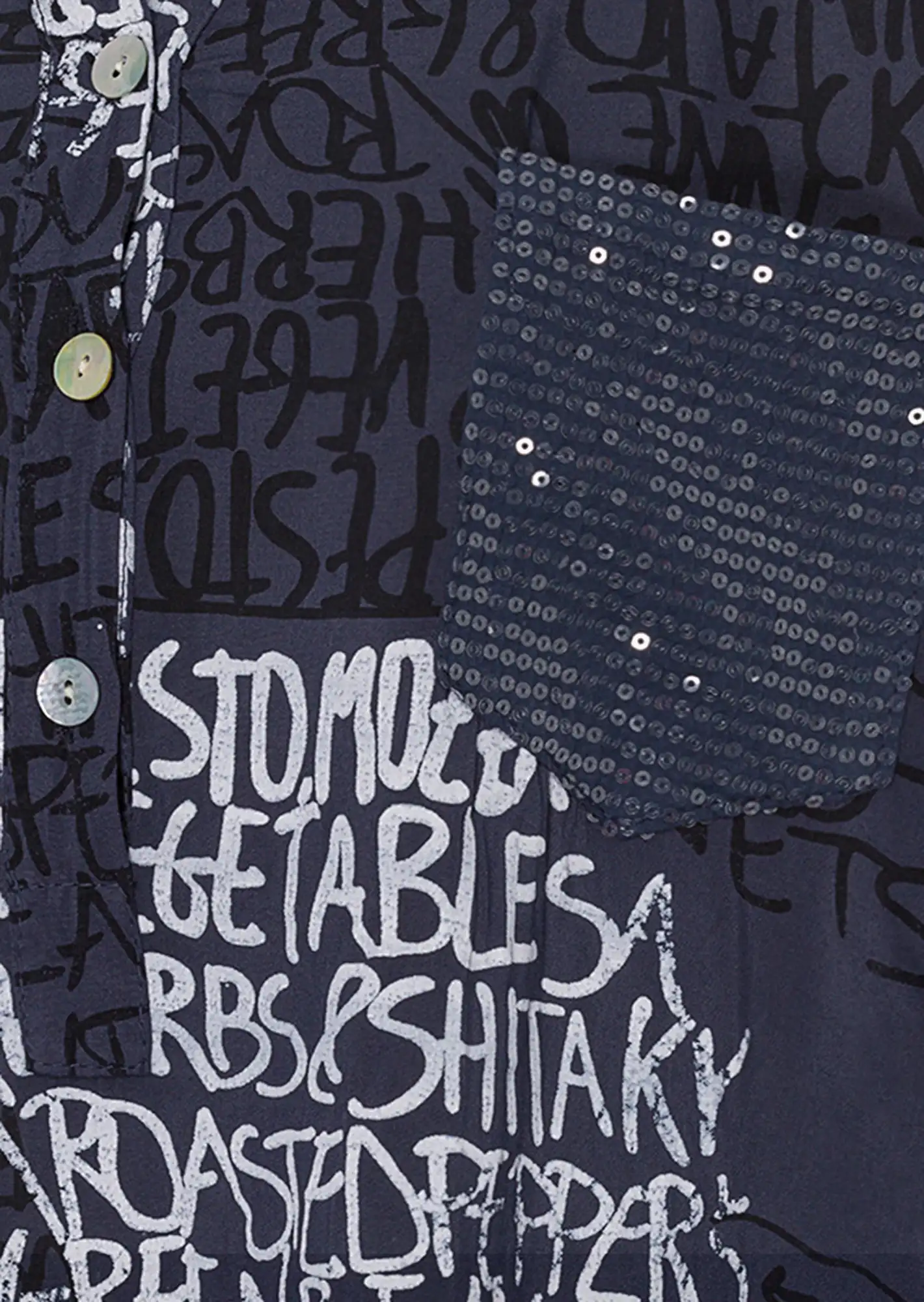 Bluse im Alloverprint, navy