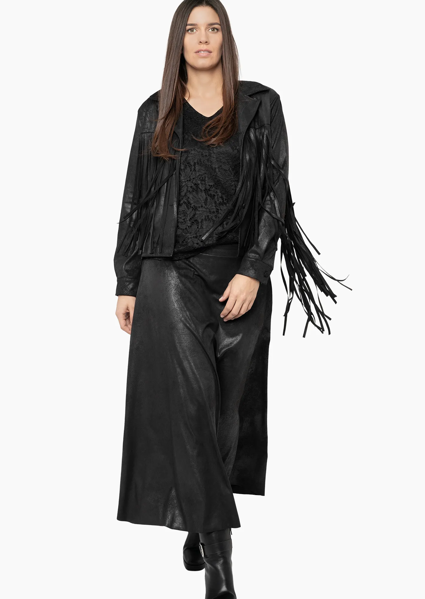 Rock in Leder-Optik, schwarz