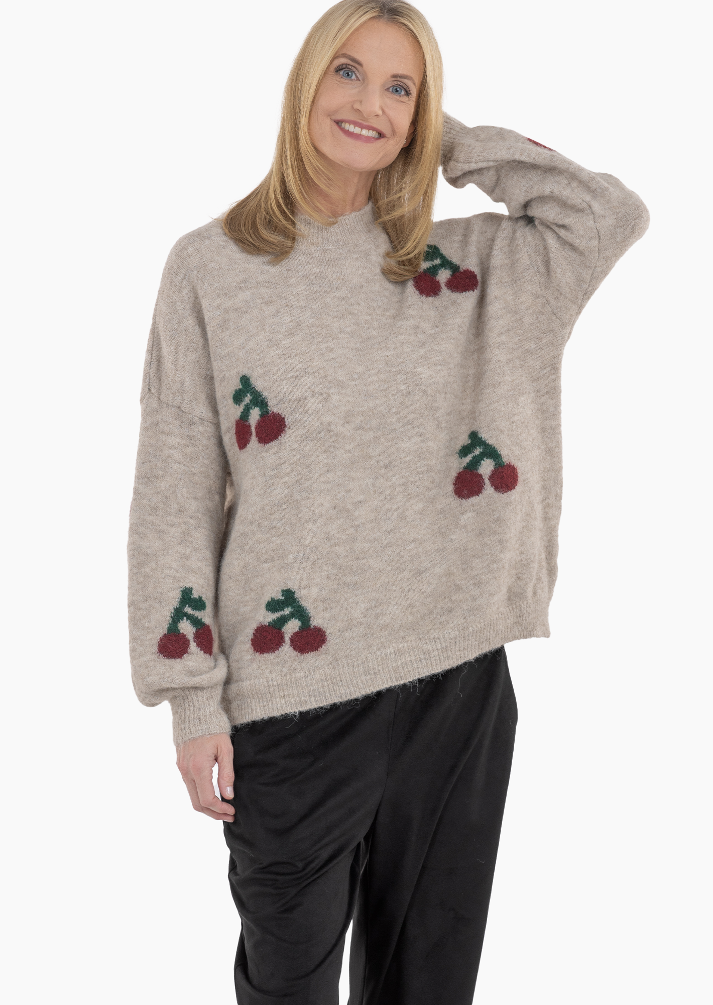 Strickpullover 'Kirsche', crema