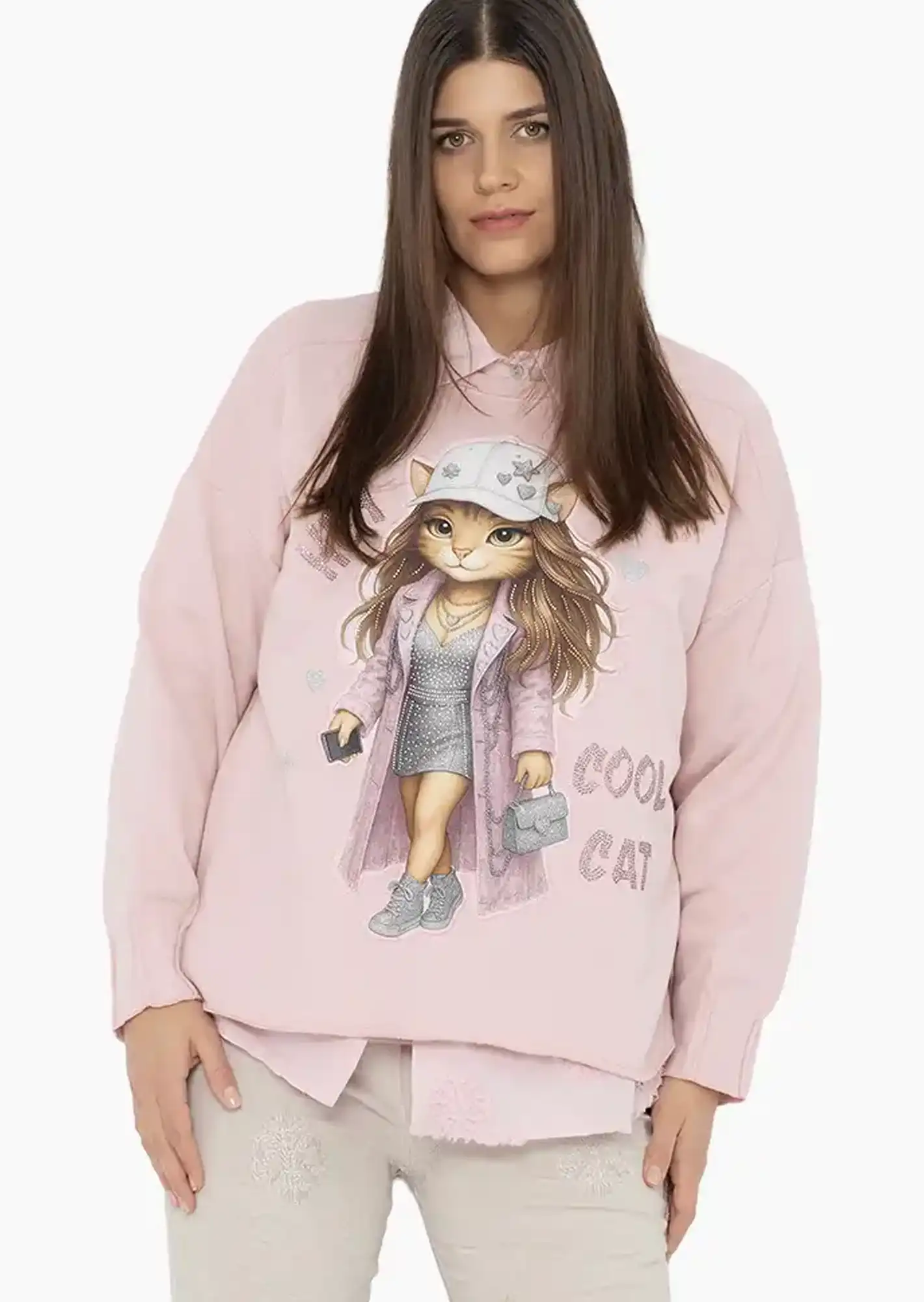Sweatpullover 'Cool Cat', rosenholz