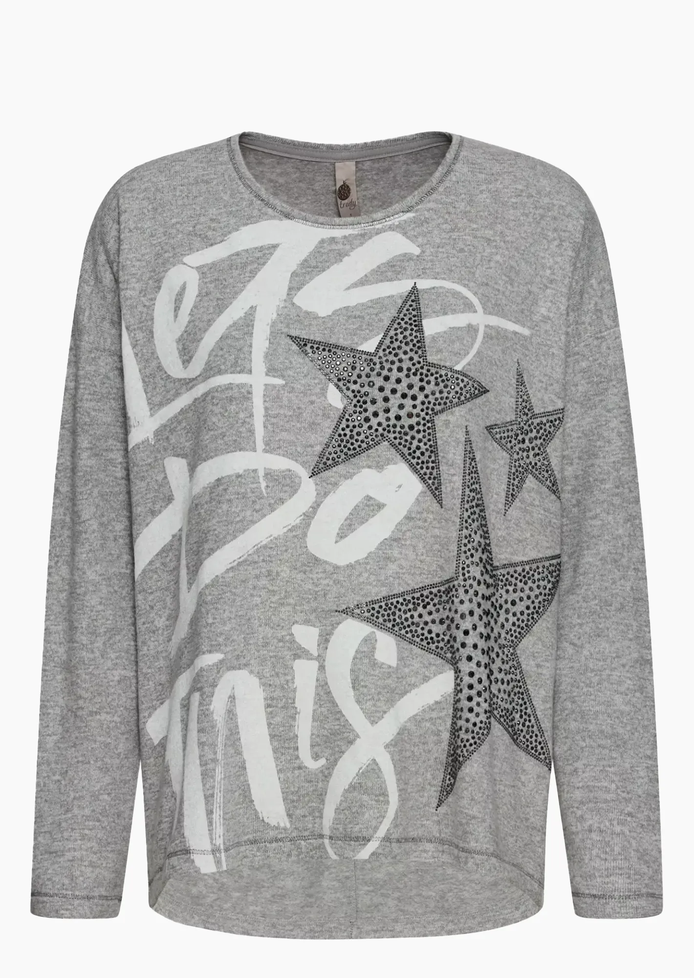 Langarmshirt 'Let's do this', silber-melange