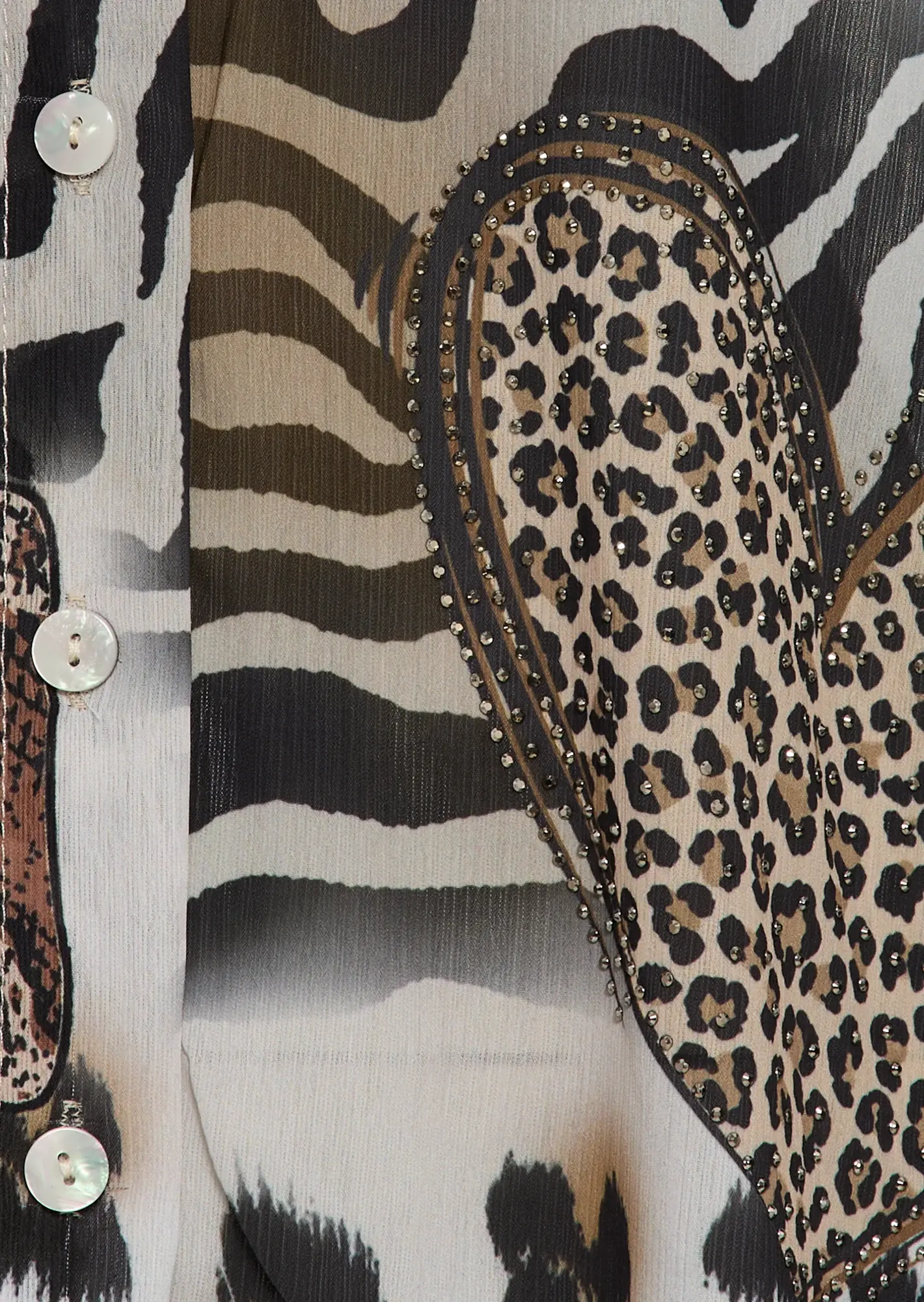 transparente Bluse im Animalprint, schwarz-weiss