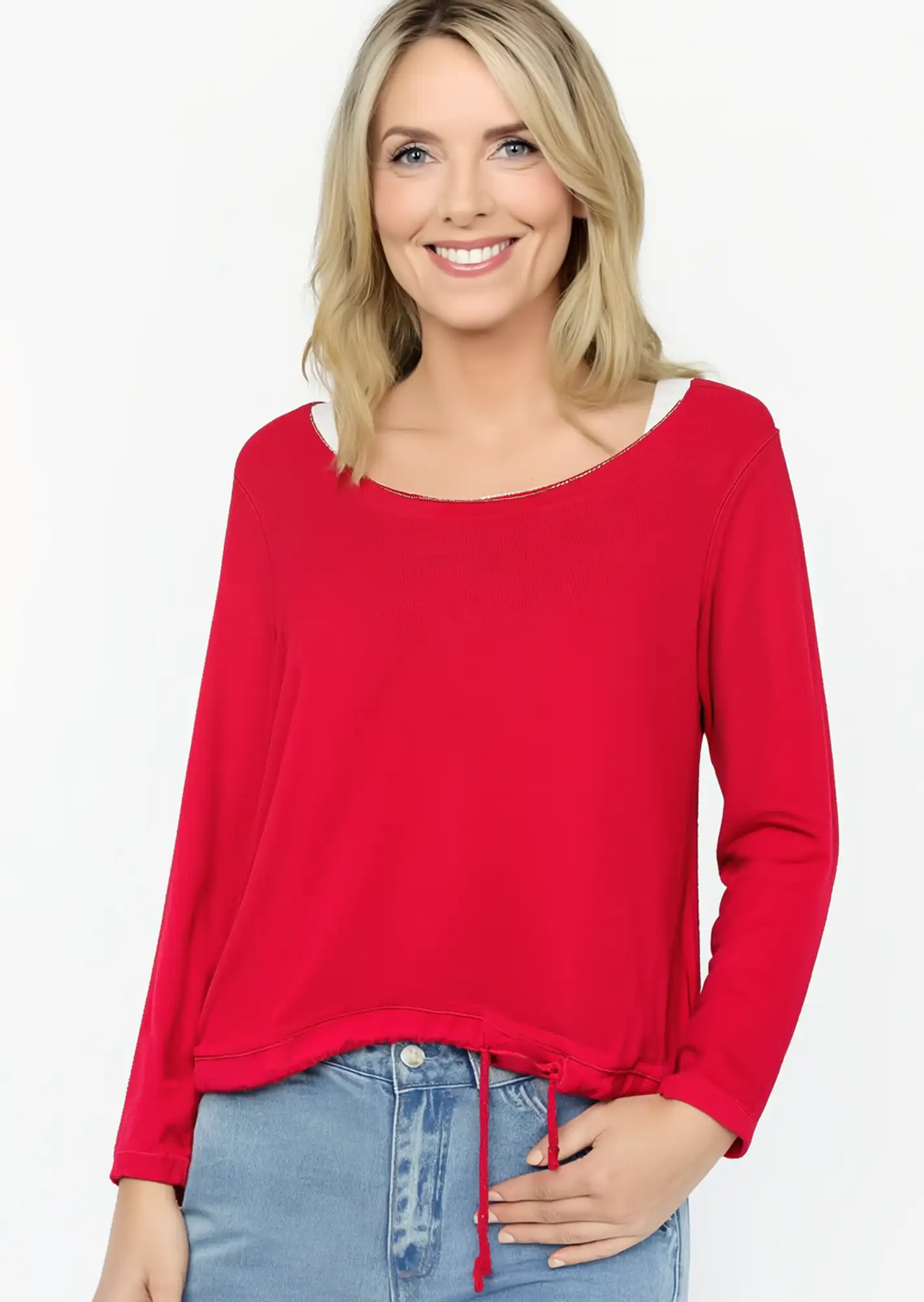 Langarmshirt feingestrickt & Glitzer, tredyrot