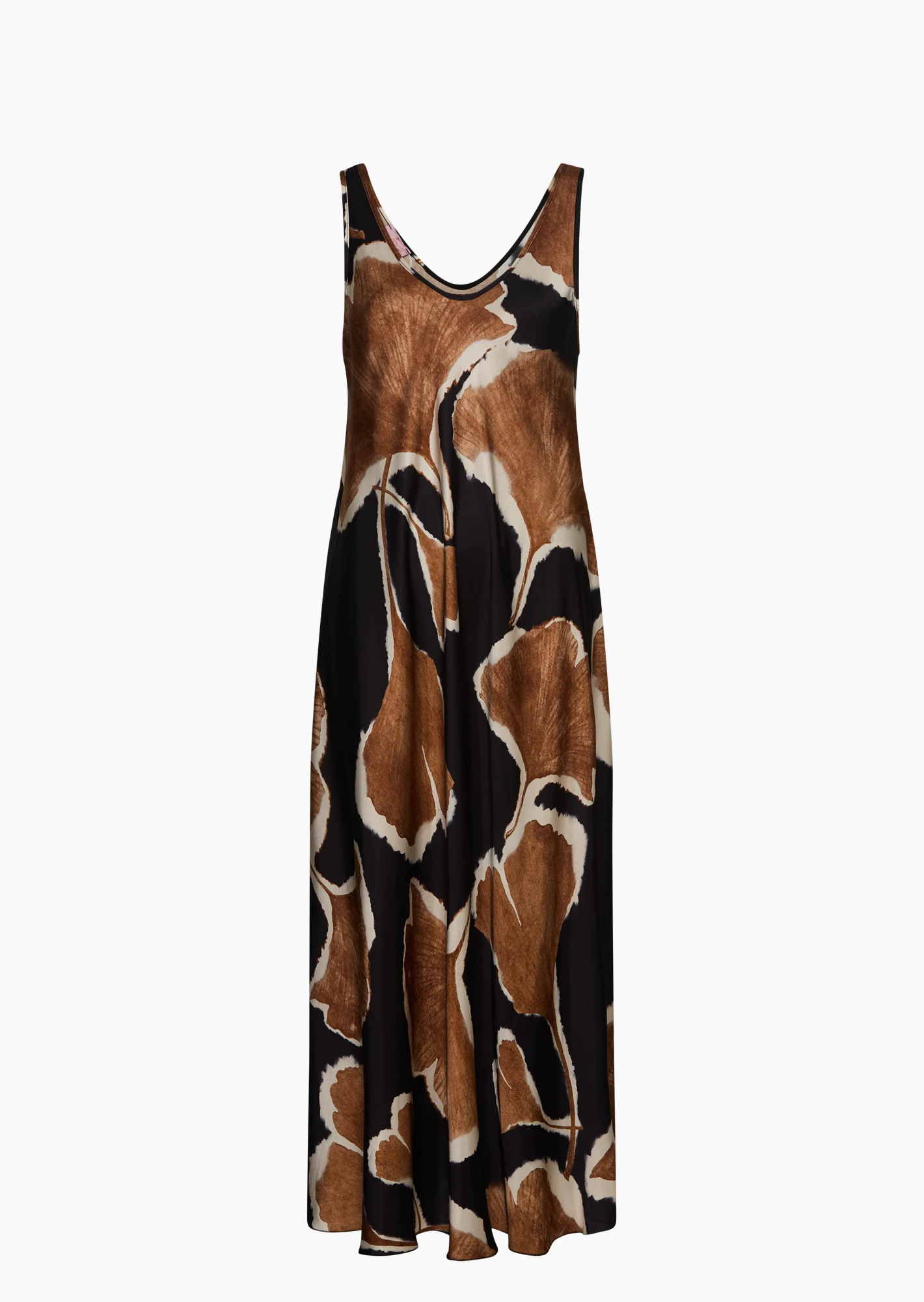 Kleid aus Viskose-Satin, cappuccino-schwarz