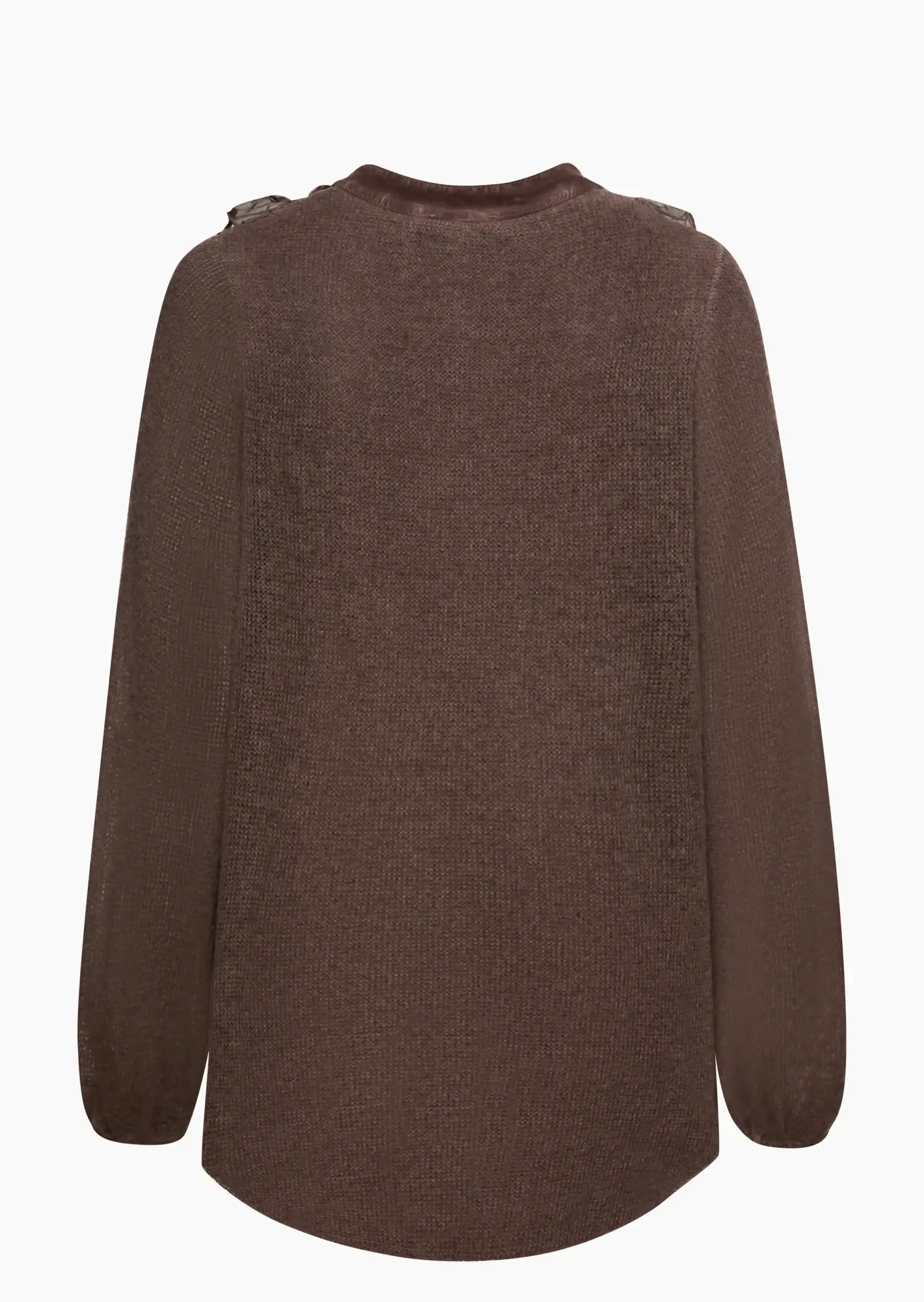 Strickpullover mit Rüschen, mocca