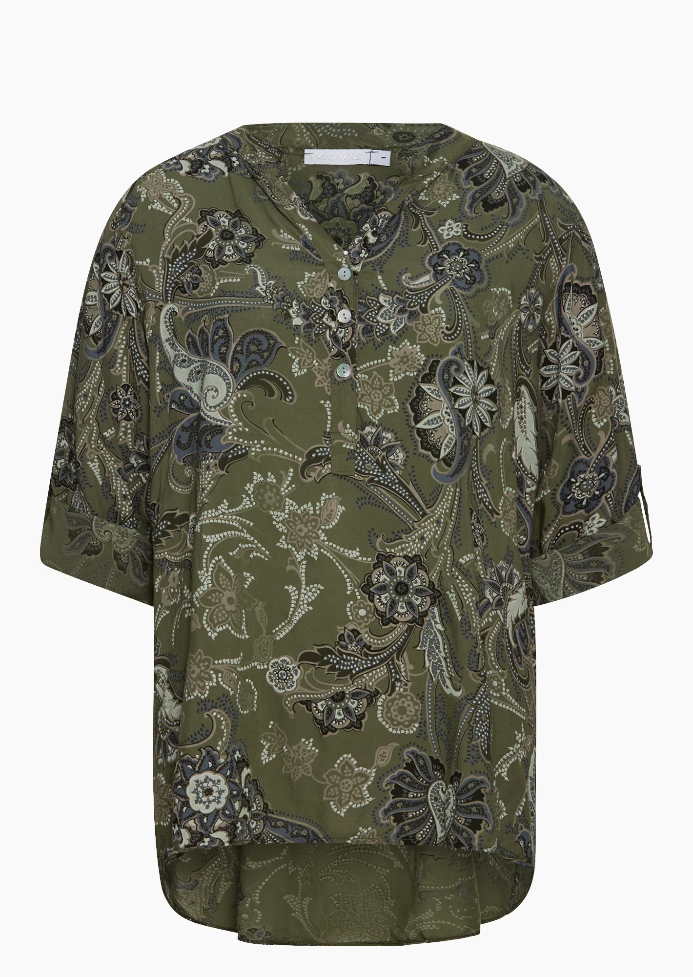 Bluse im Alloverprint, khaki