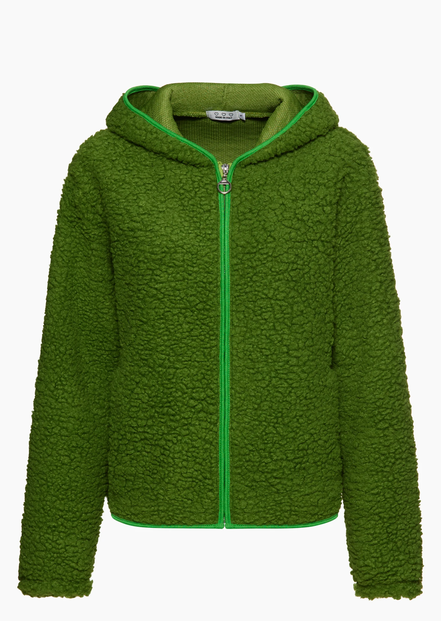 Sweatjacke in Teddy-Fleece, grün