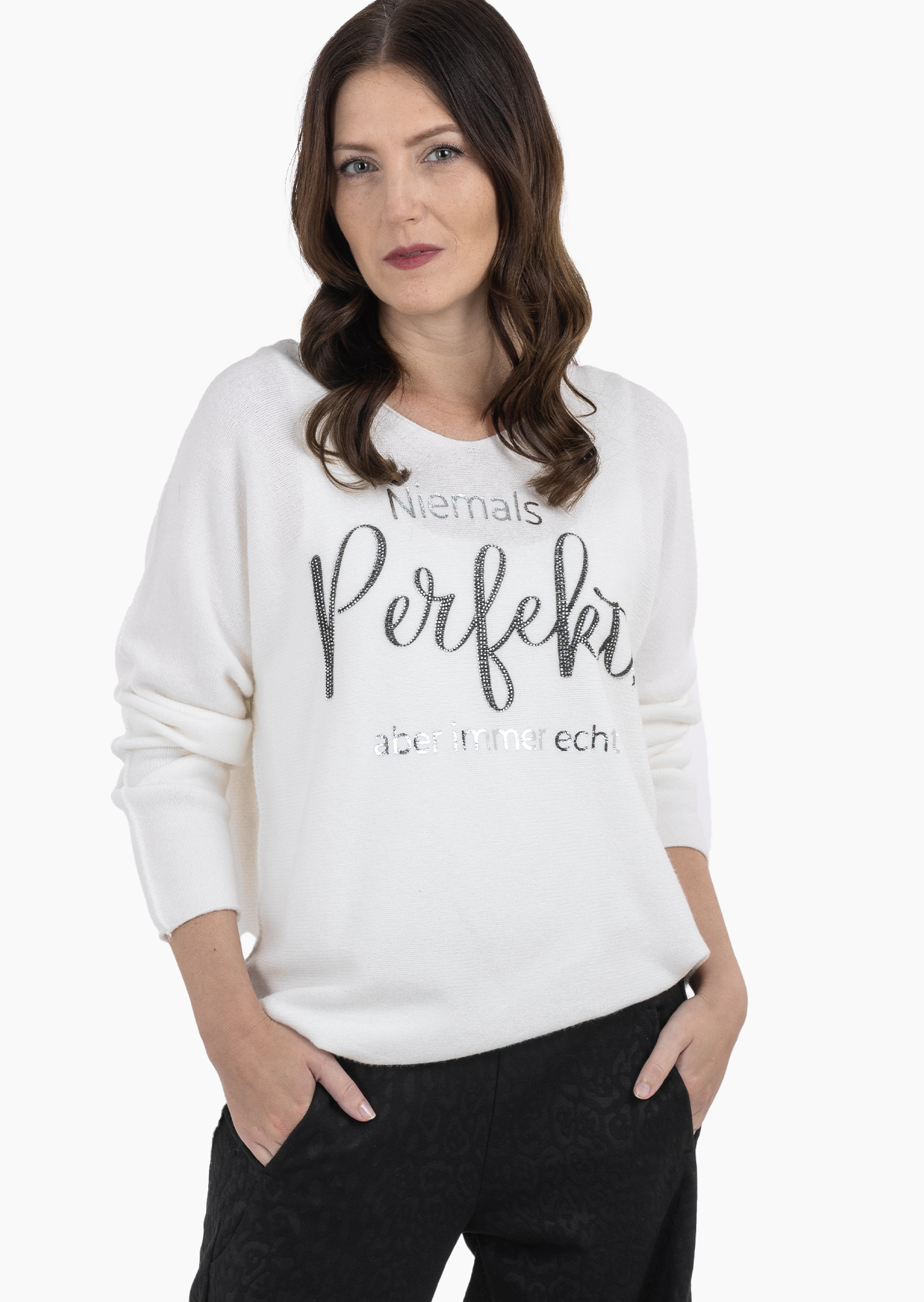 Strickpullover 'Perfekt', offwhite