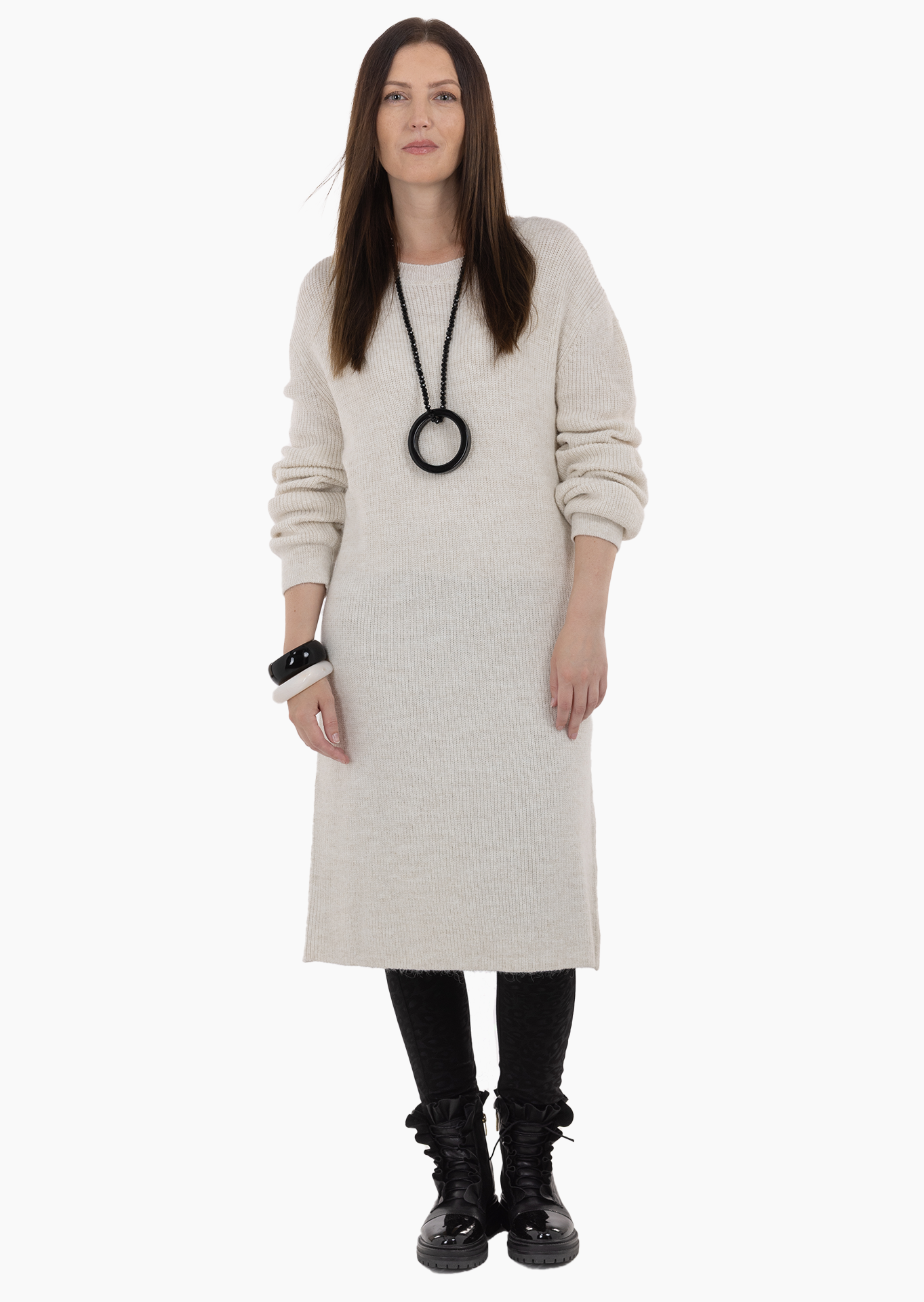 Strickkleid, sand-melange