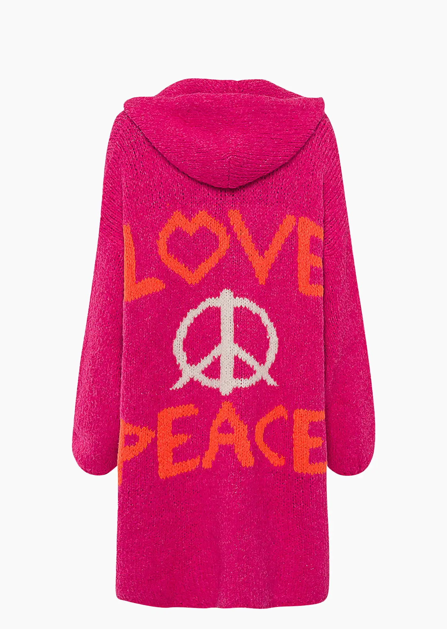 Strickjacke mit Lettering, pink flash
