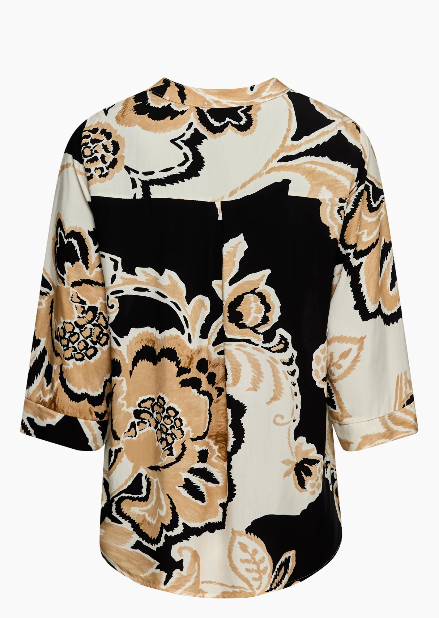 Bluse 'Flower', crema-schwarz