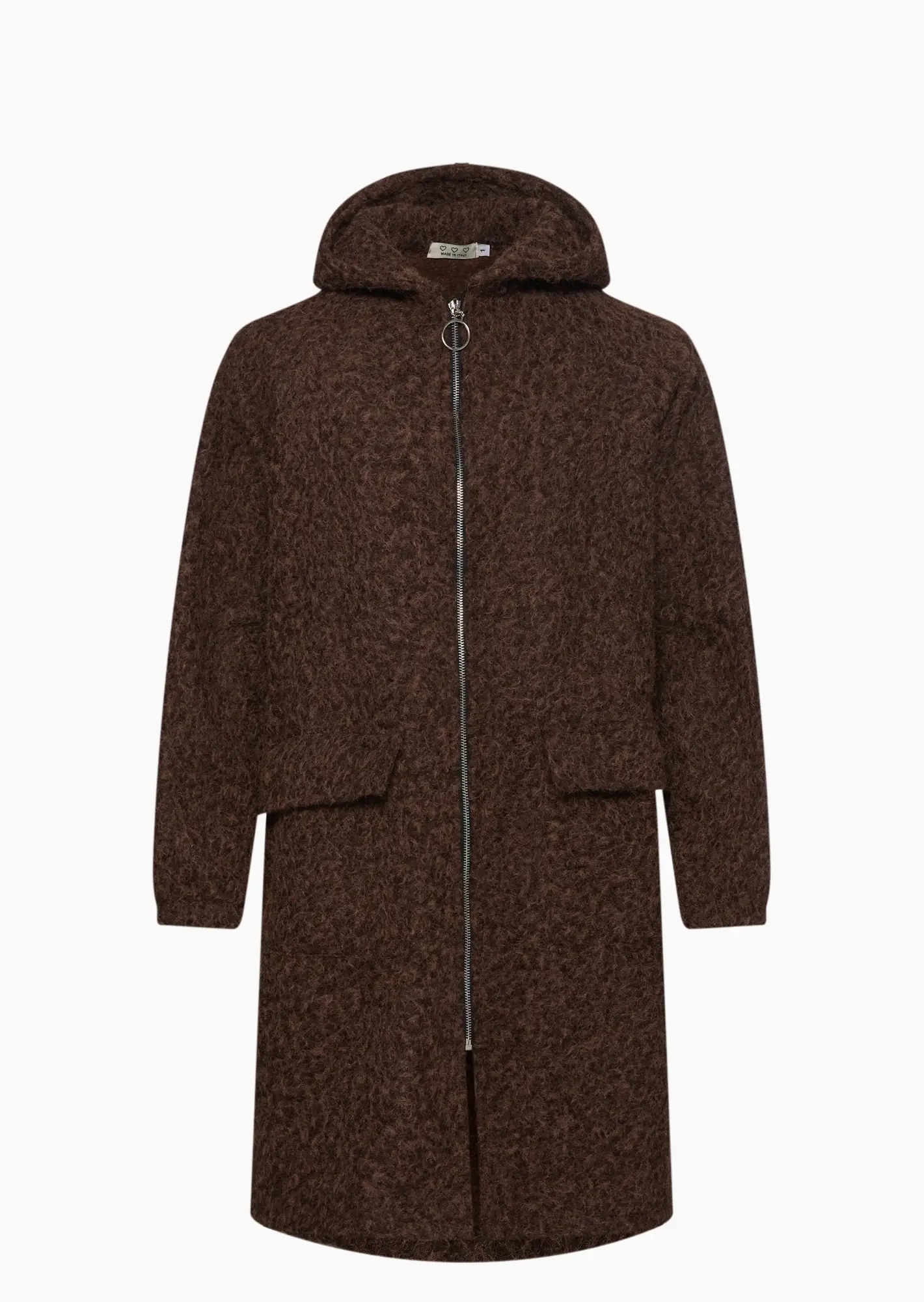 Mantel in Wollwalk-Optik, mocca