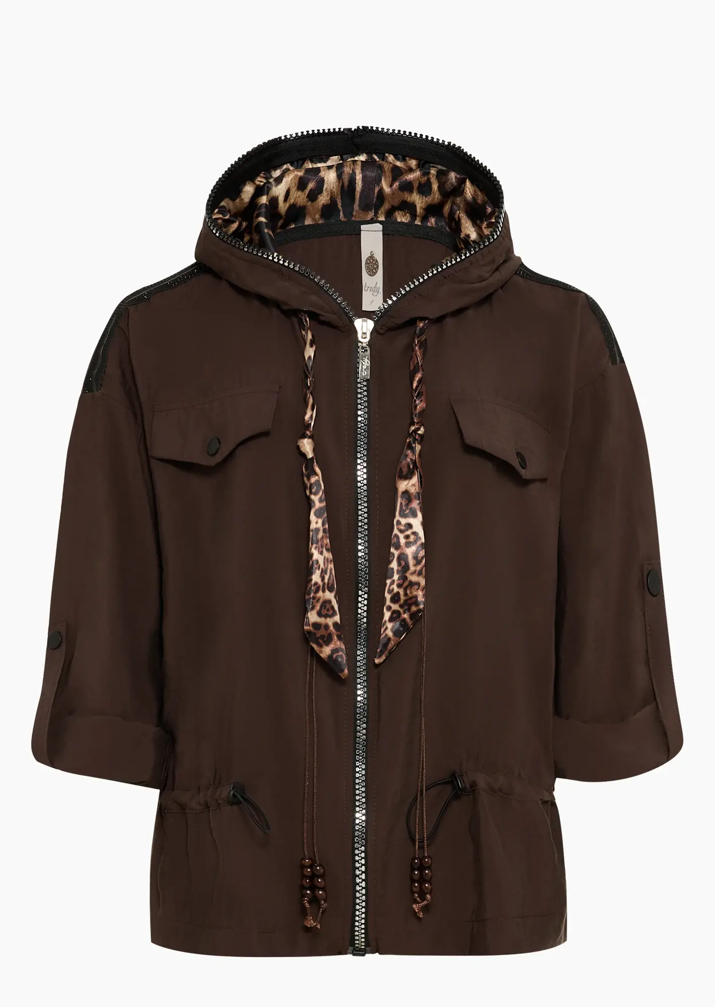Leichte Modaljacke mit Animaldetails, taupe