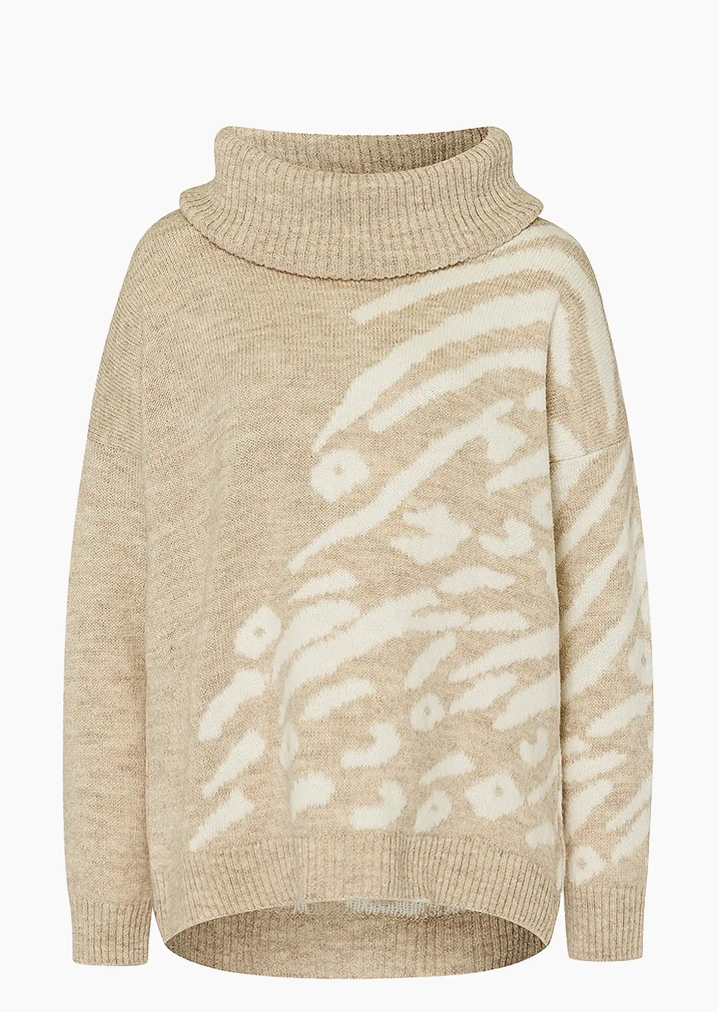 Strickpullover Rollkragen, sand-melange