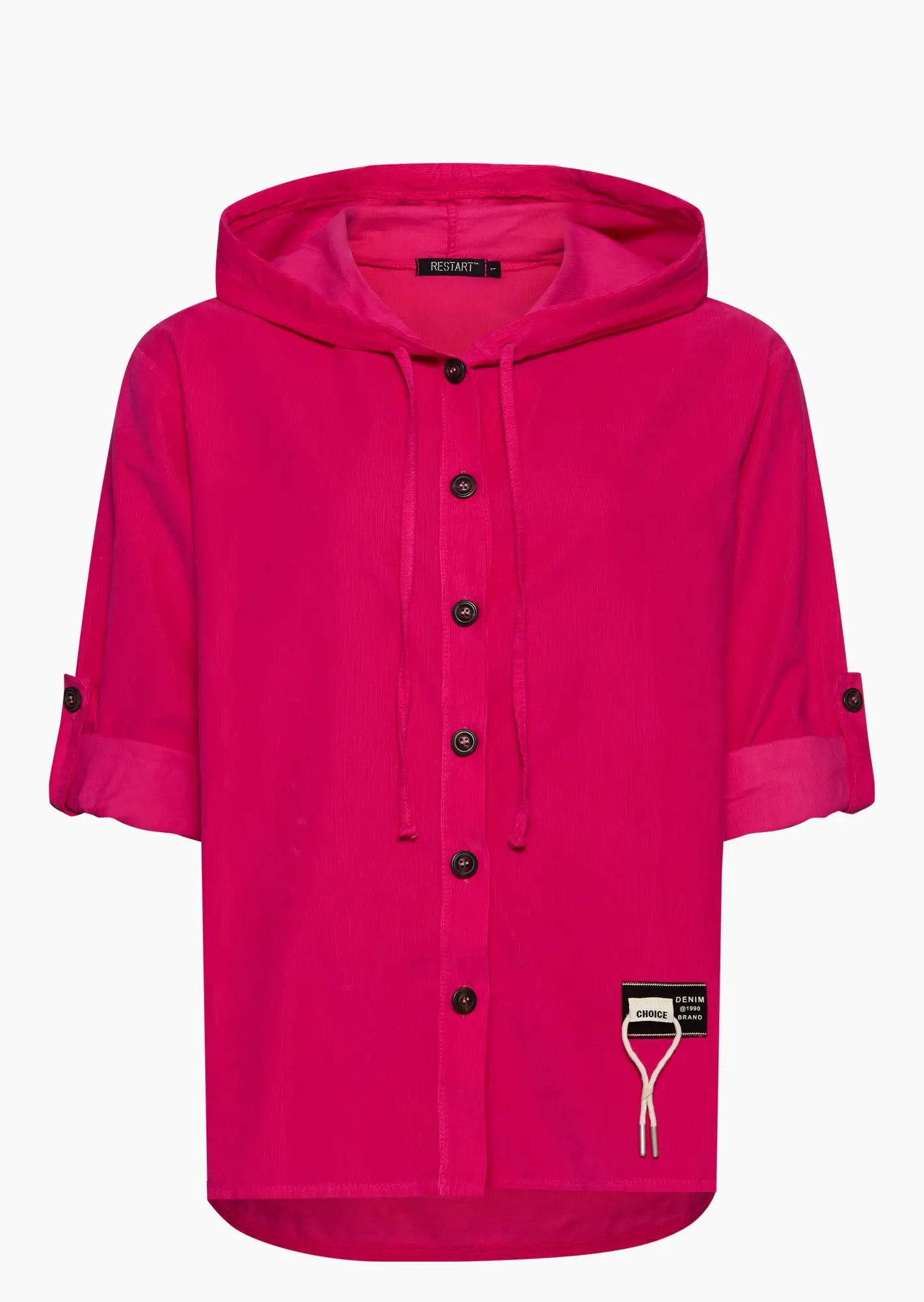 Cordhemd mit Kapuze, pink