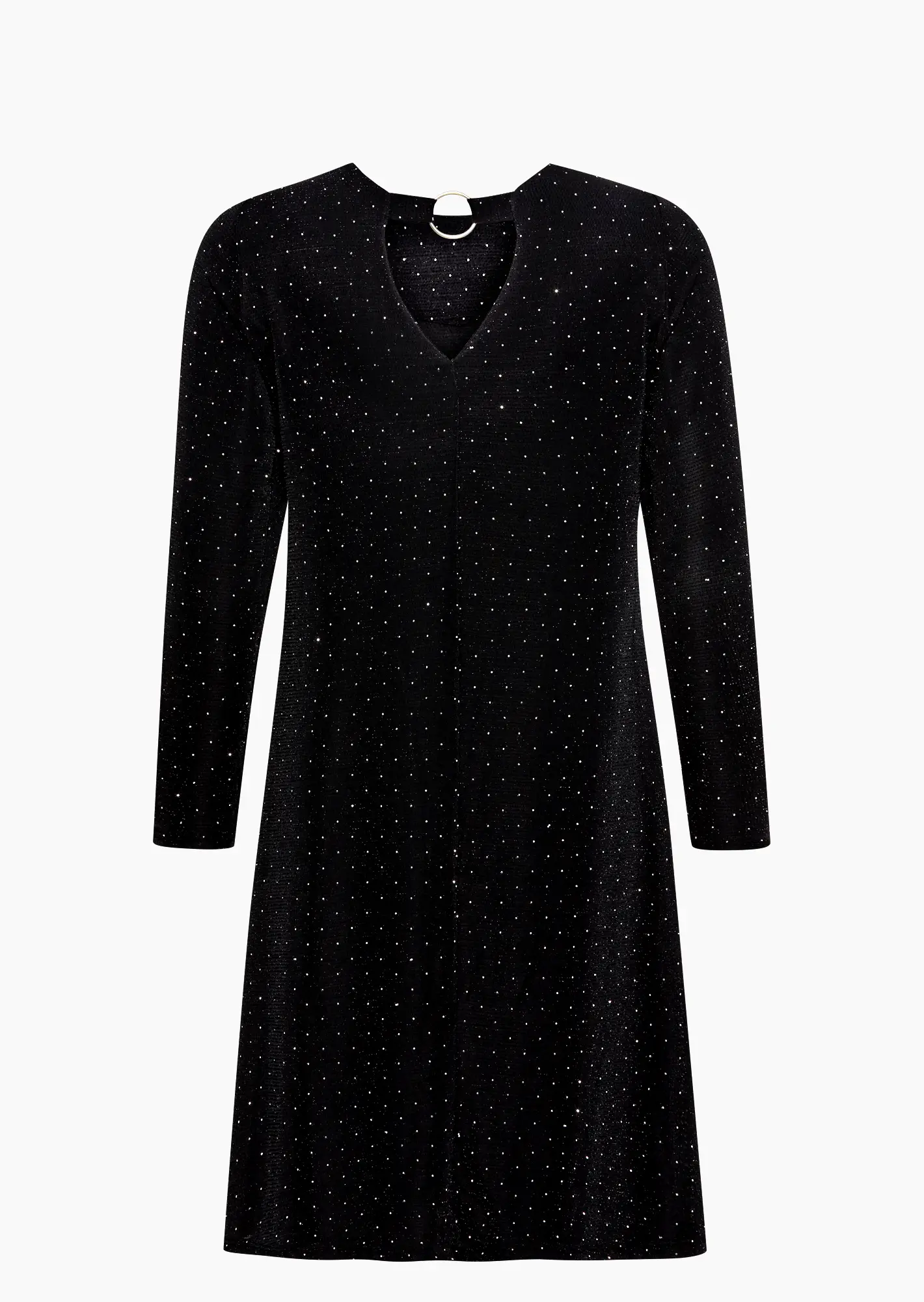 Kleid mit Glitzer und Ziersteinen, schwarz