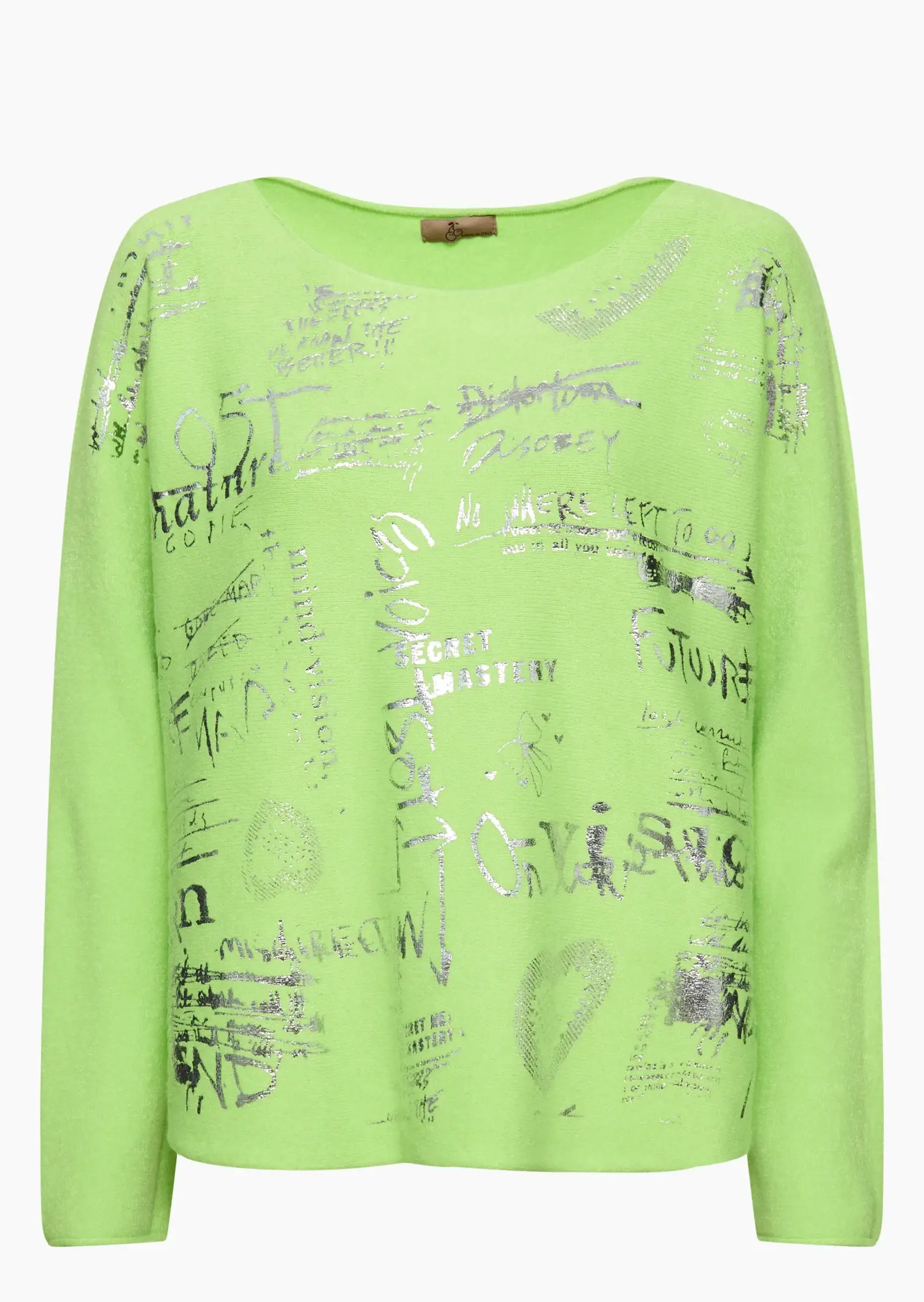 Strickpullover mit Lettering, neongrün