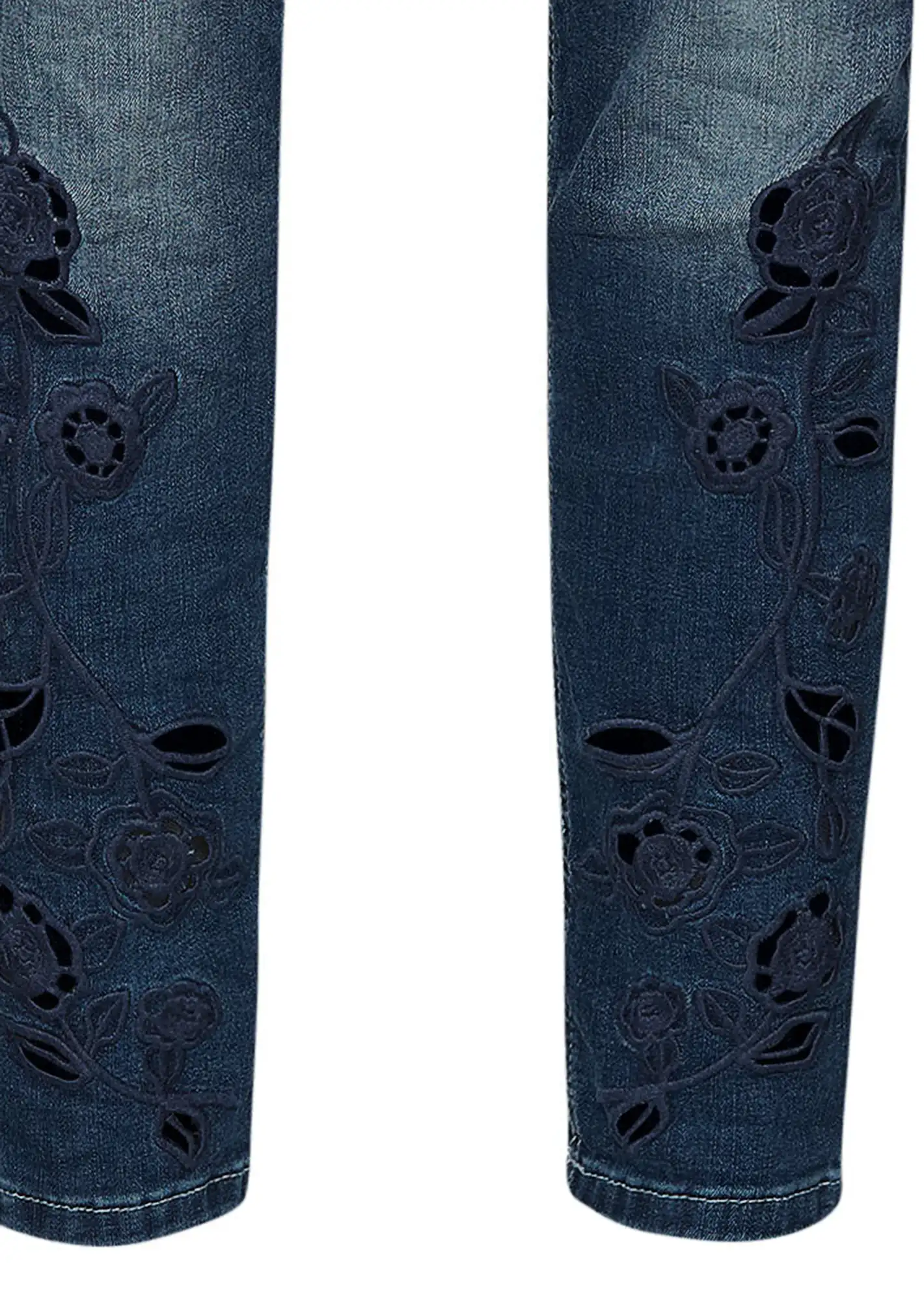 Jeans mit Stickerei, blue denim