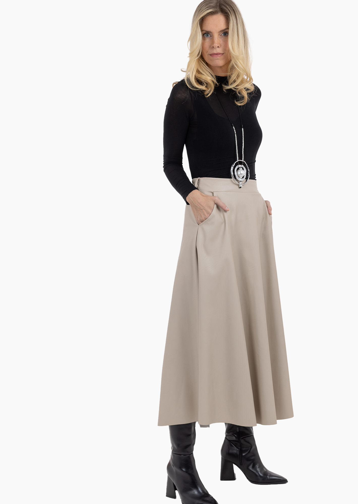 Rock in Leder-Optik, crema