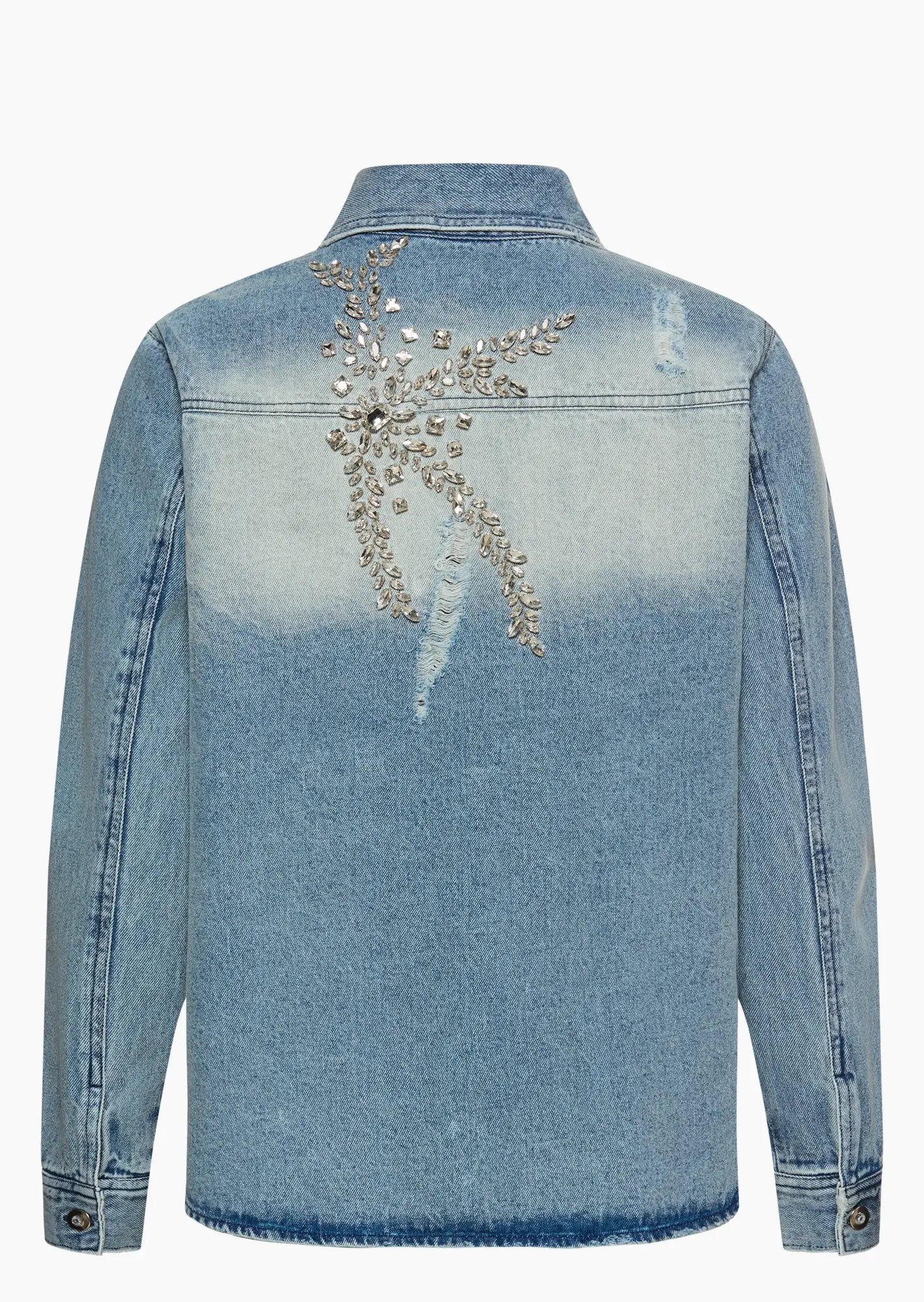 Jeansjacke mit Ziersteinen, light blue denim
