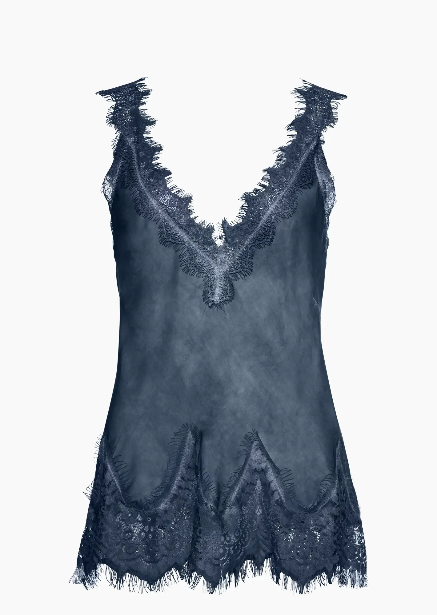Basic Top aus Viskose-Satin, navy