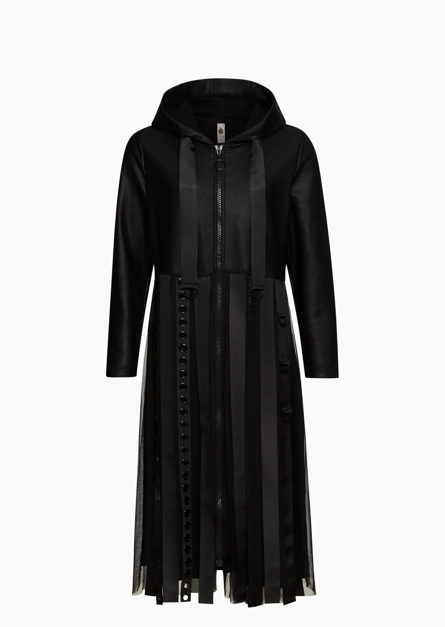 Sweatmantel mit Bändern, schwarz