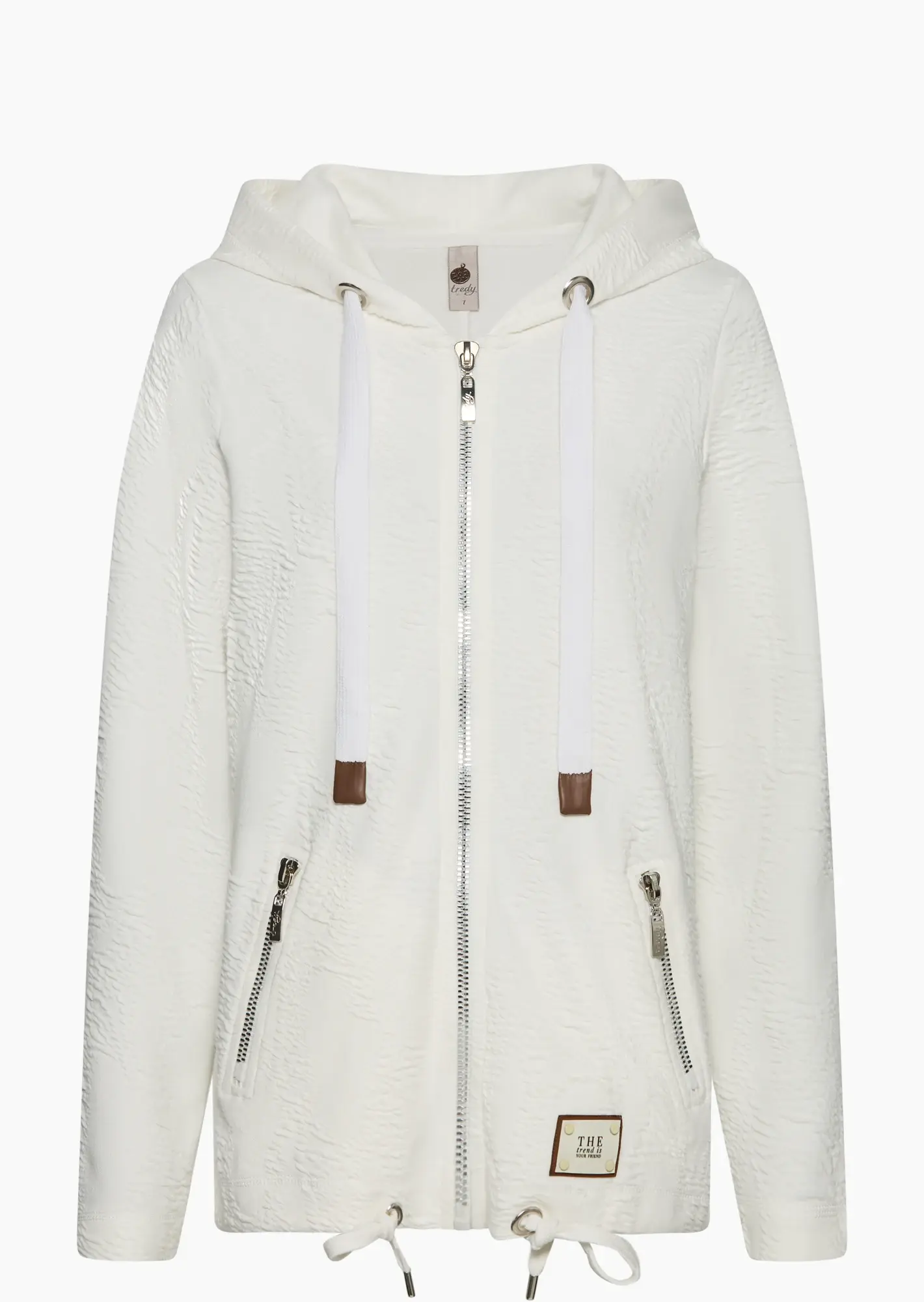 Sweatjacke mit Struktur, offwhite